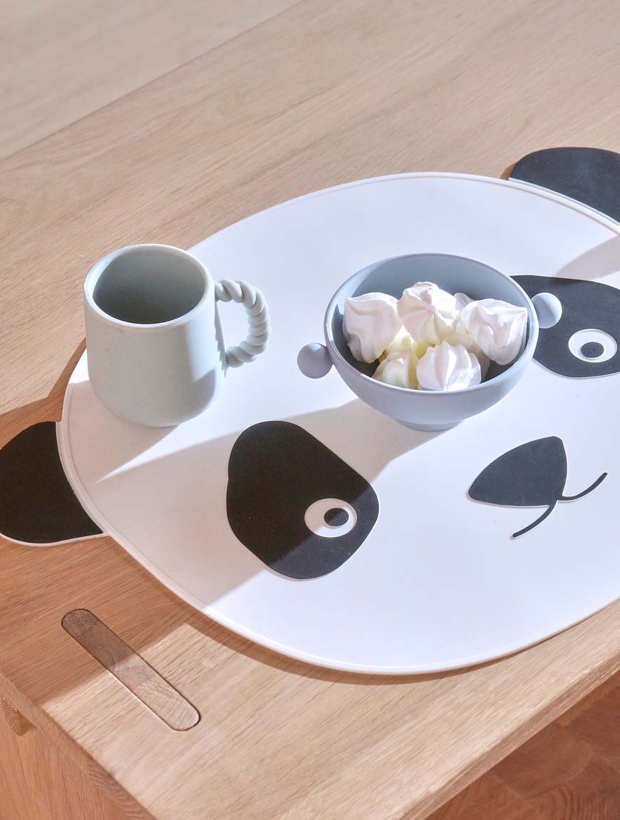 Platzset Panda Silikon Weiß