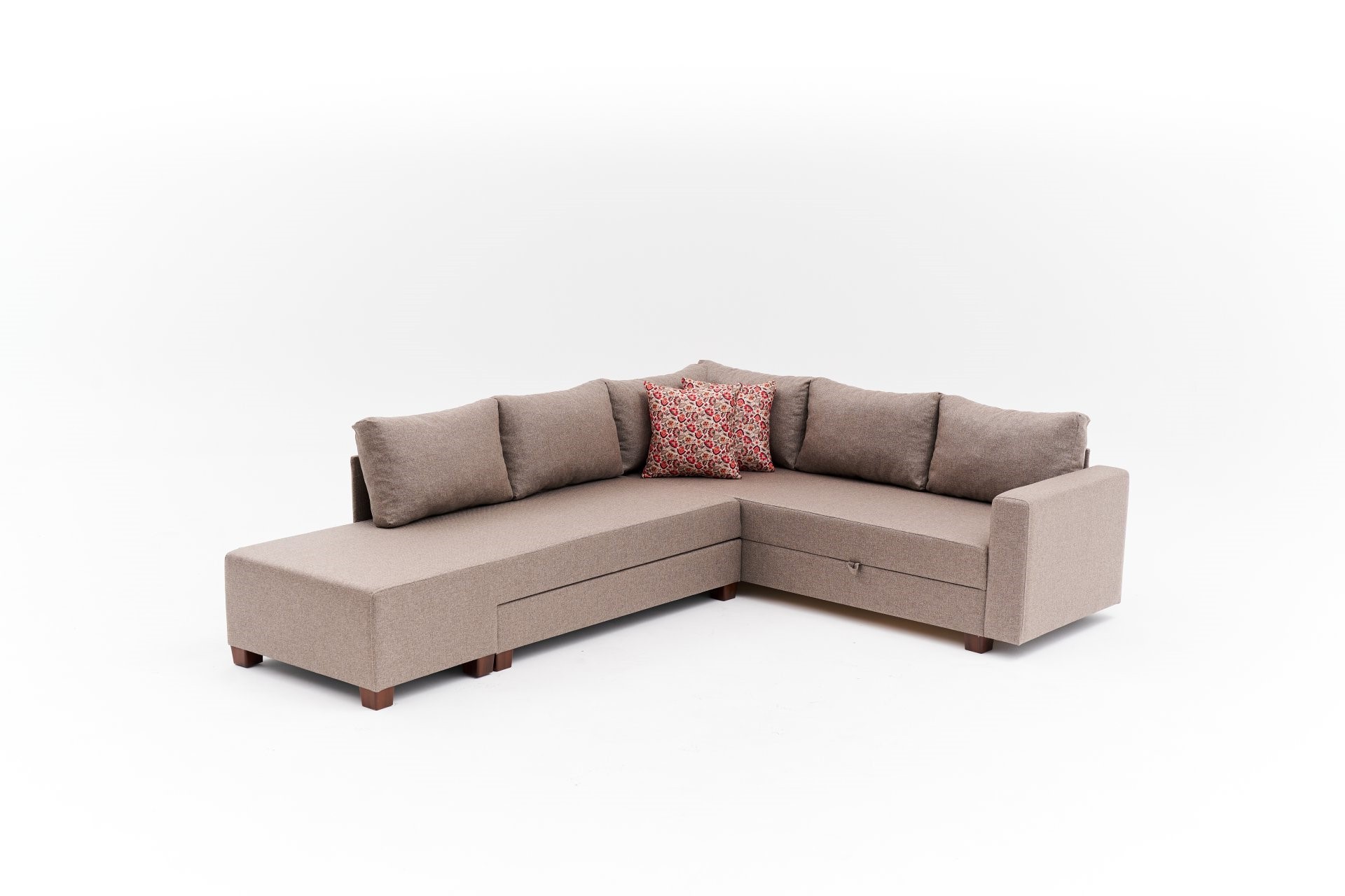 Aly Schlafsofa Récamiere Links Baumwolle Braun