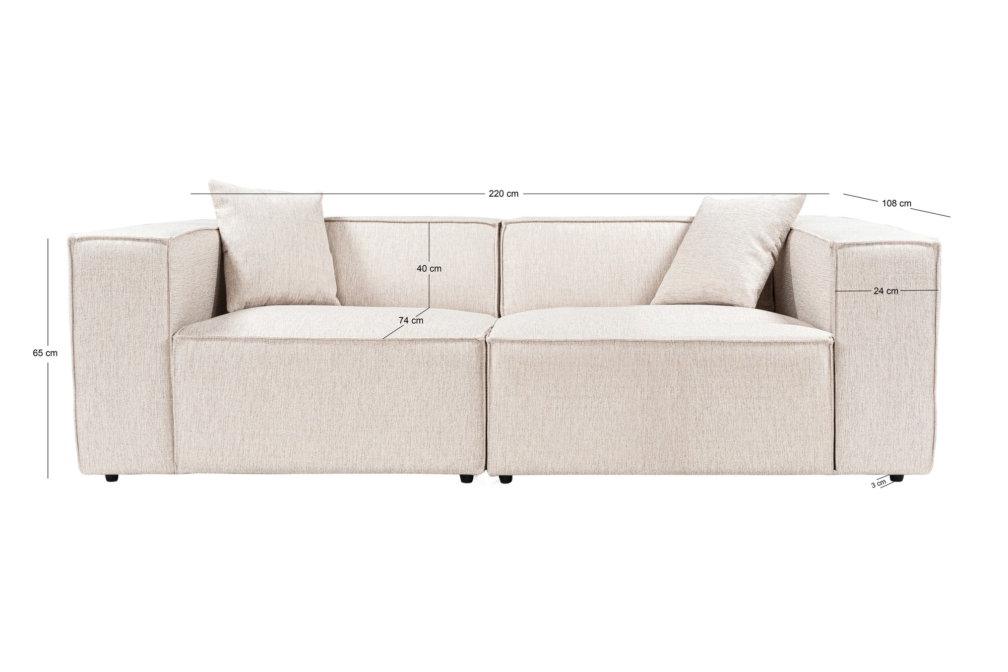 Lora 2-seater sofa, light brown