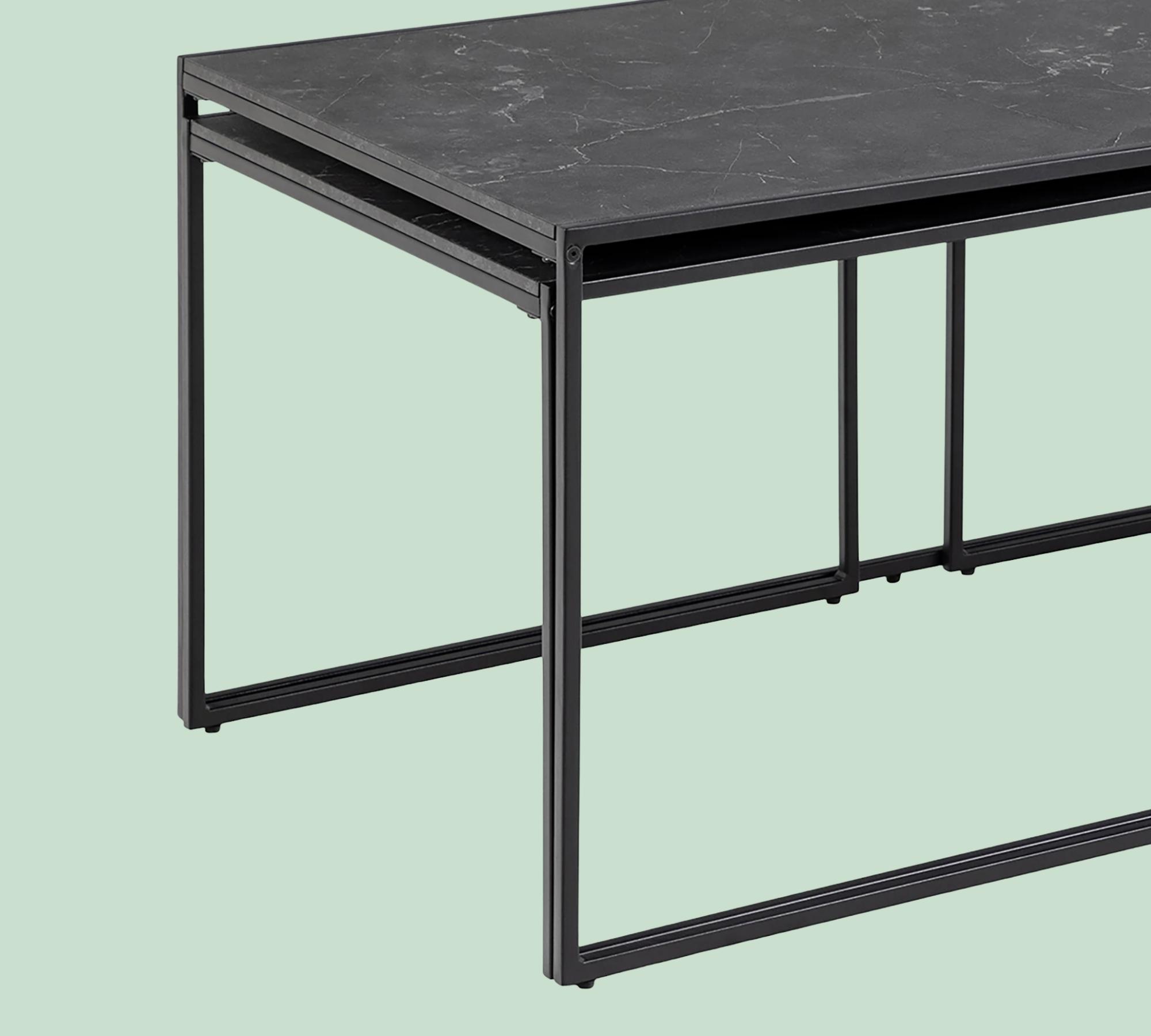 Couchtischset Marmoroptik Schwarz 