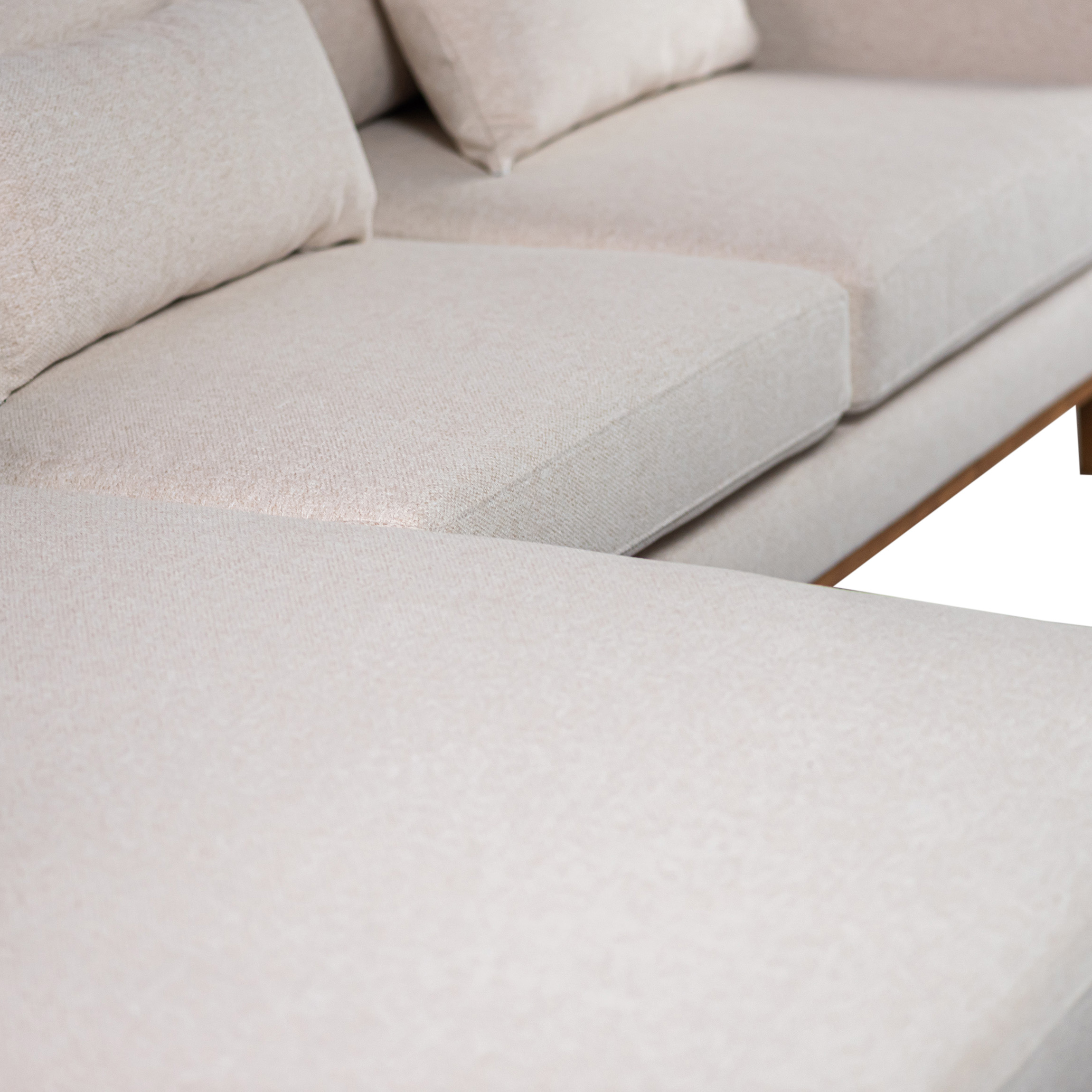 Ecksofa Japandi 3-Sitzer Links Beige