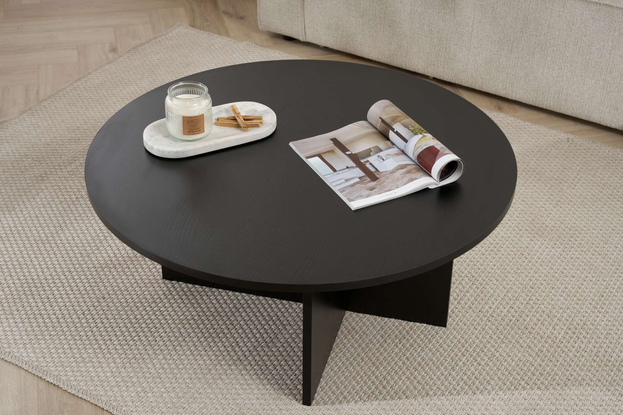 Soleil Coffee table woodblack Ø90 cm