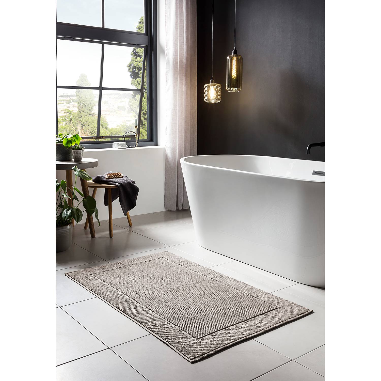 Badteppich Damian Baumwollstoff Taupe 70 x 120 cm