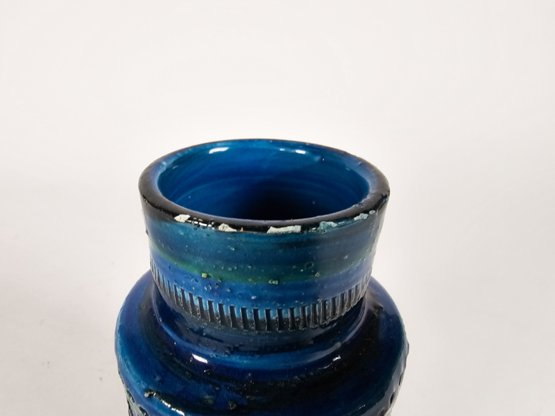 Vintage Vase Keramik Blau 1960er Jahre