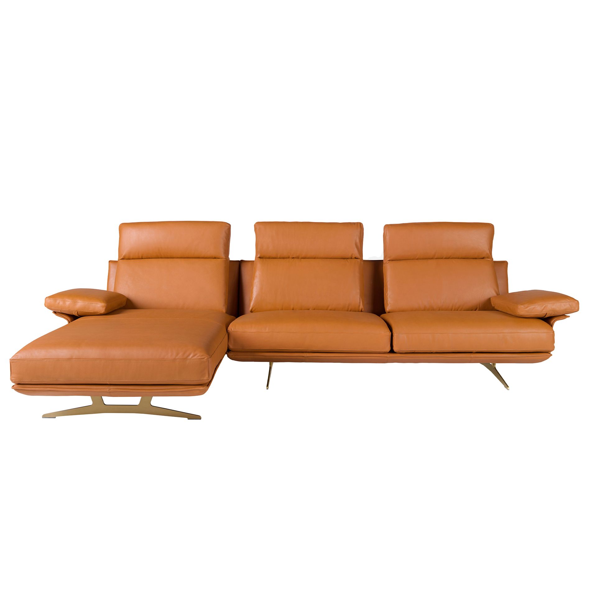 Sofa Récamiere Links Leder Terrakotta