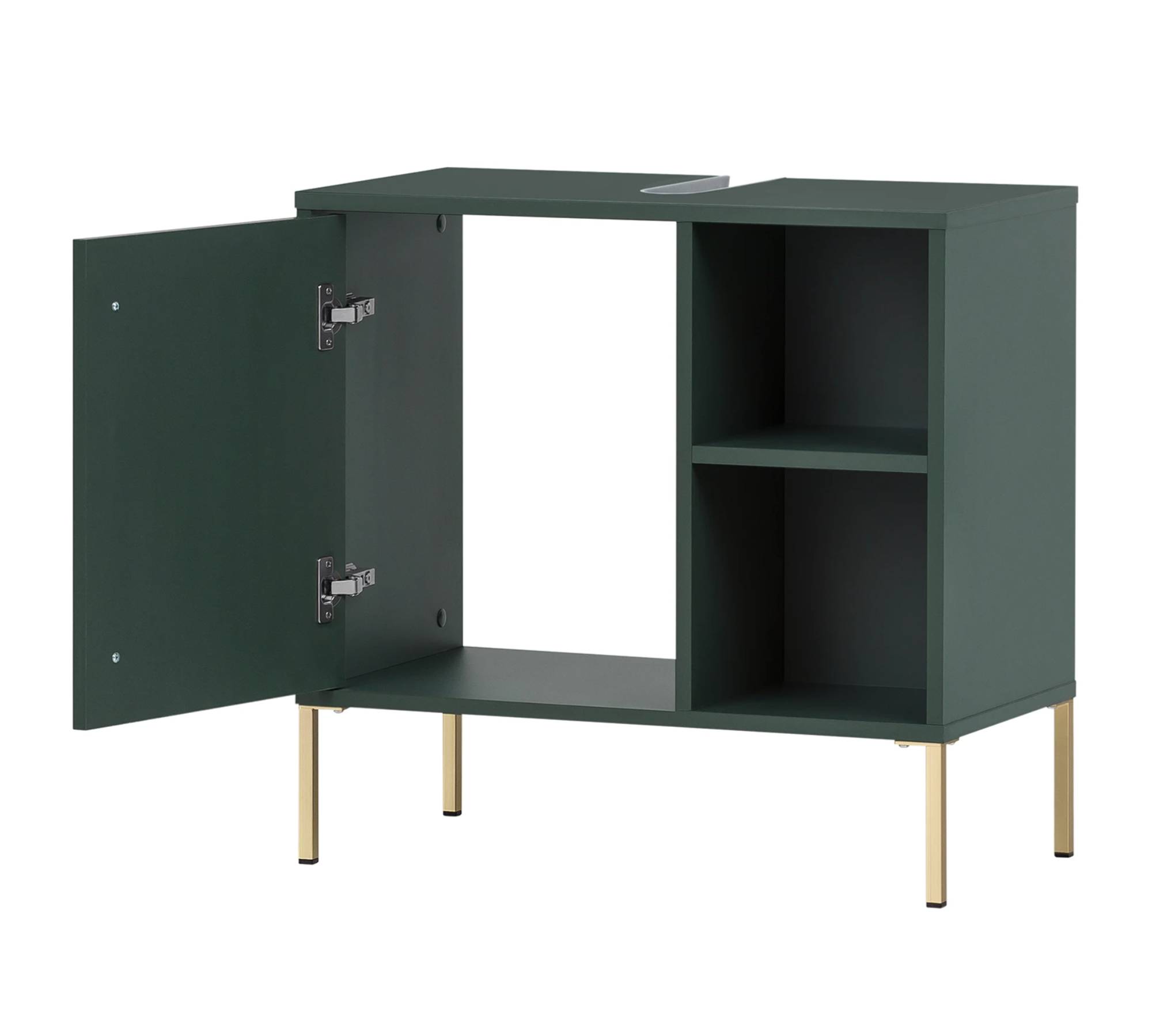 Badschrank Holz Waldgrün Gold