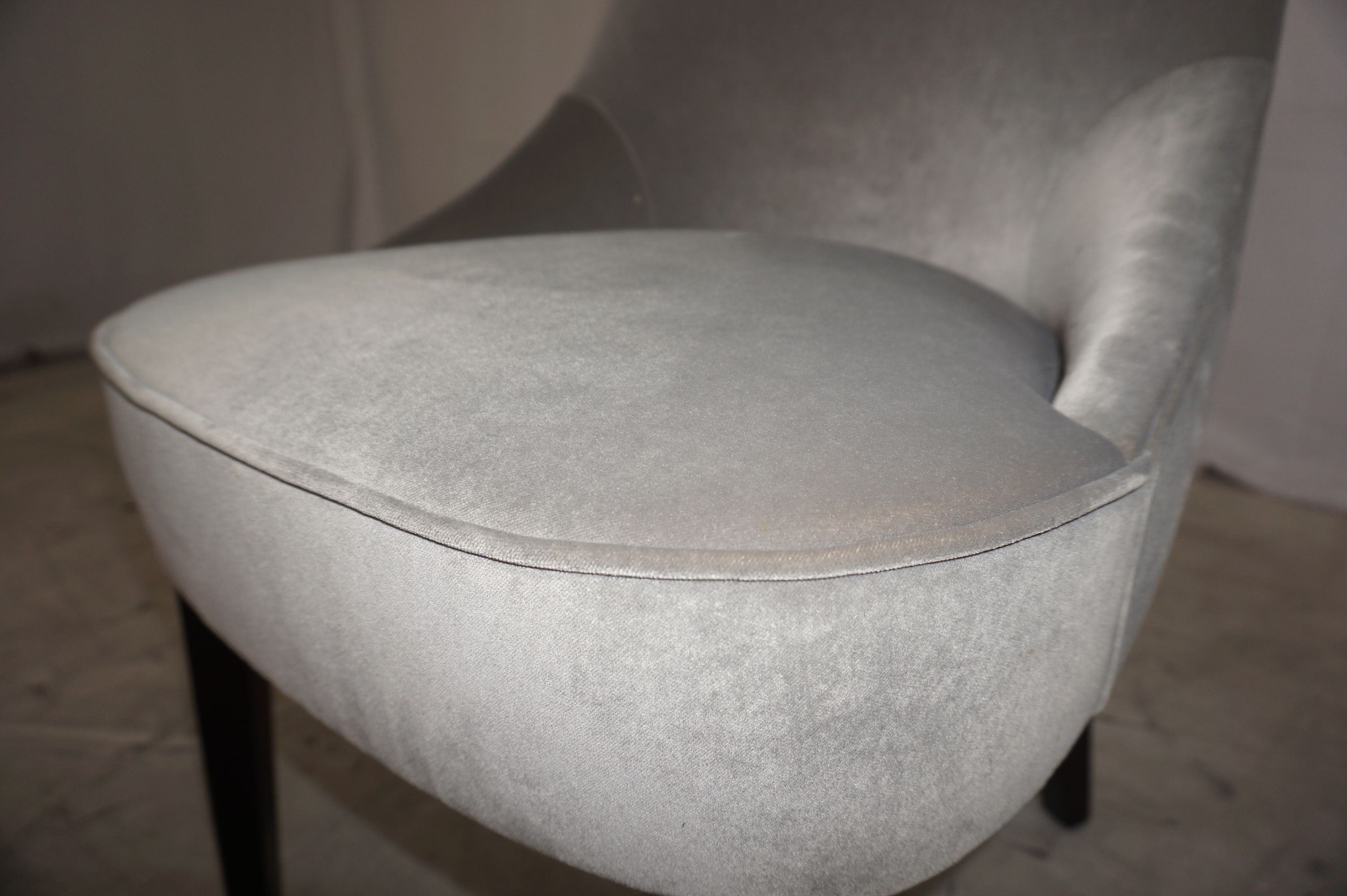 3x Esszimmerstuhl Holz Samt Grau Silber 