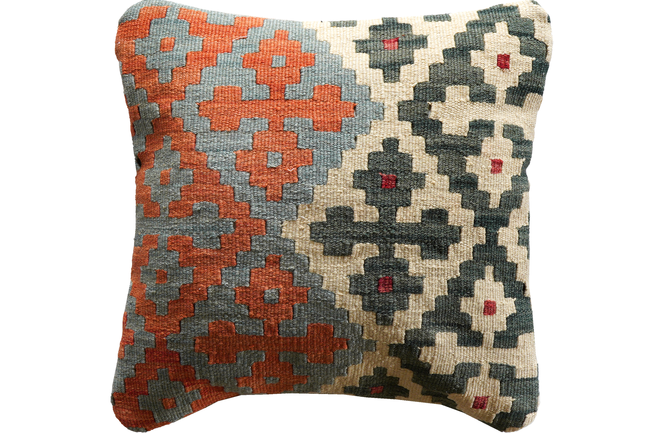 Kelim Kissen Wolle Baumwolle Mehrfarbig