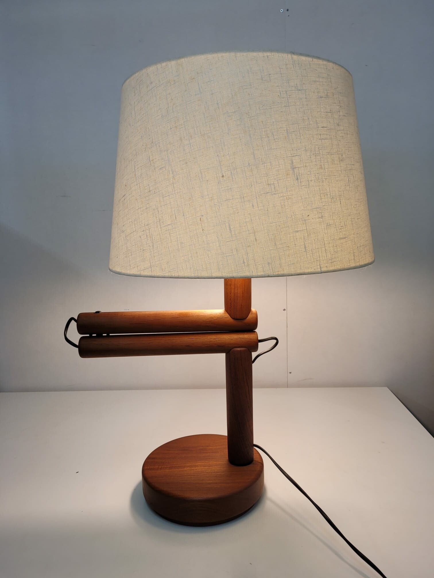 Vintage Tischlampe Teakholz Natur 60er Jahre 