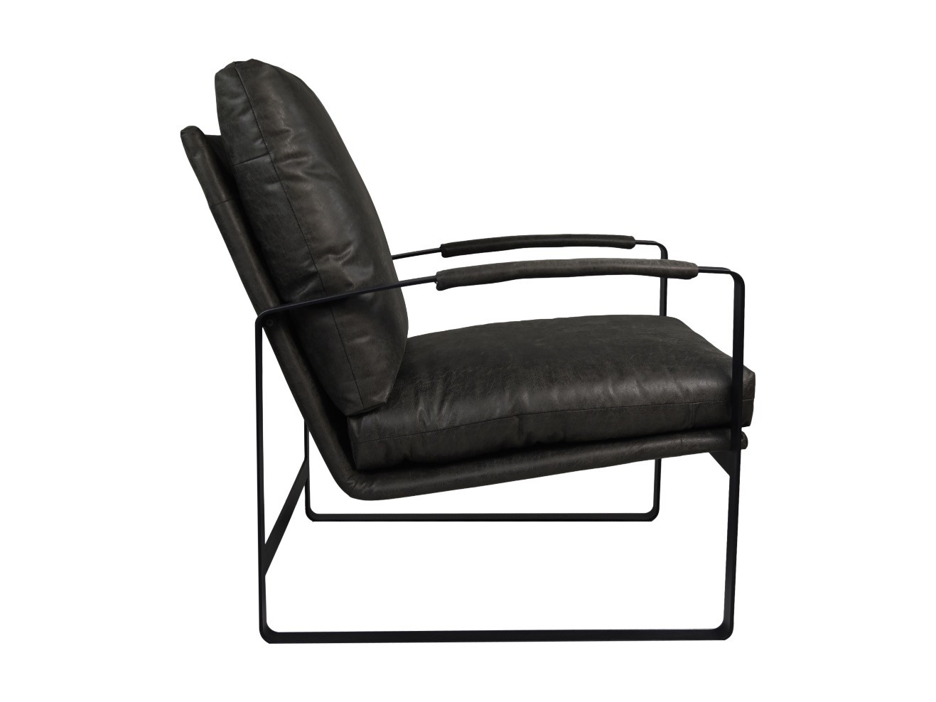 Miami Sessel Leder Metall Schwarz