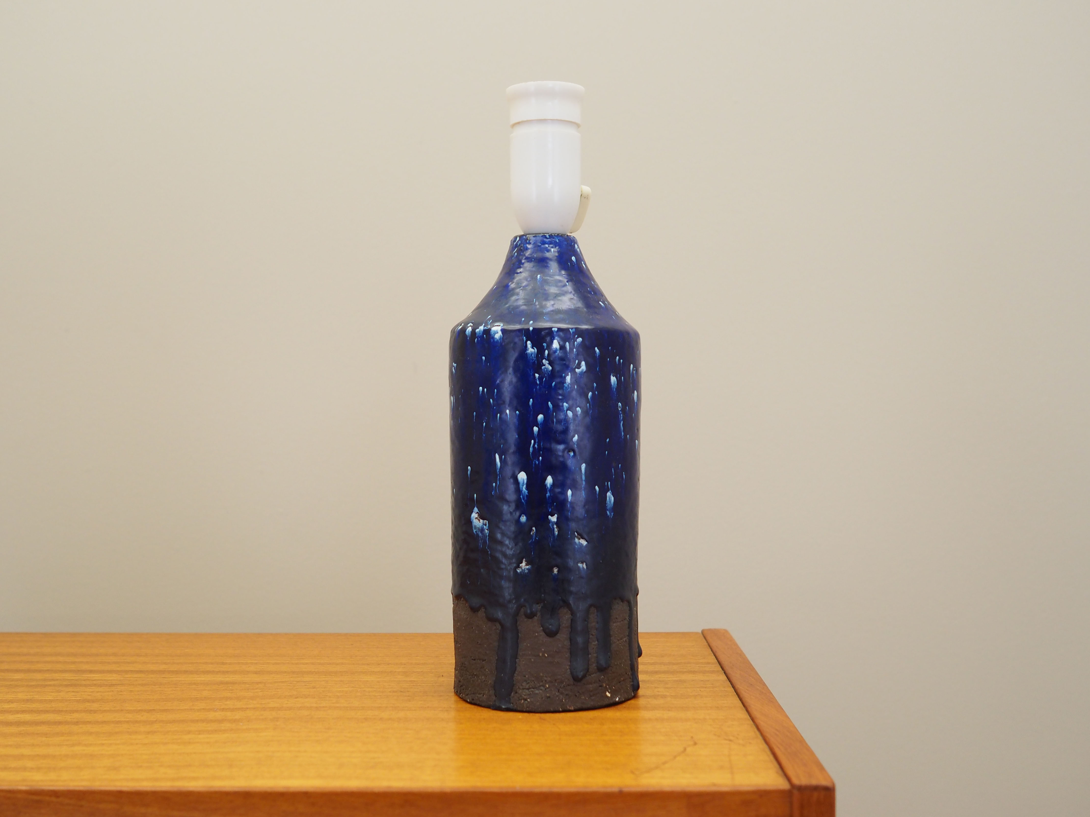 Tischlampe Keramik Blau 1960er Jahre
