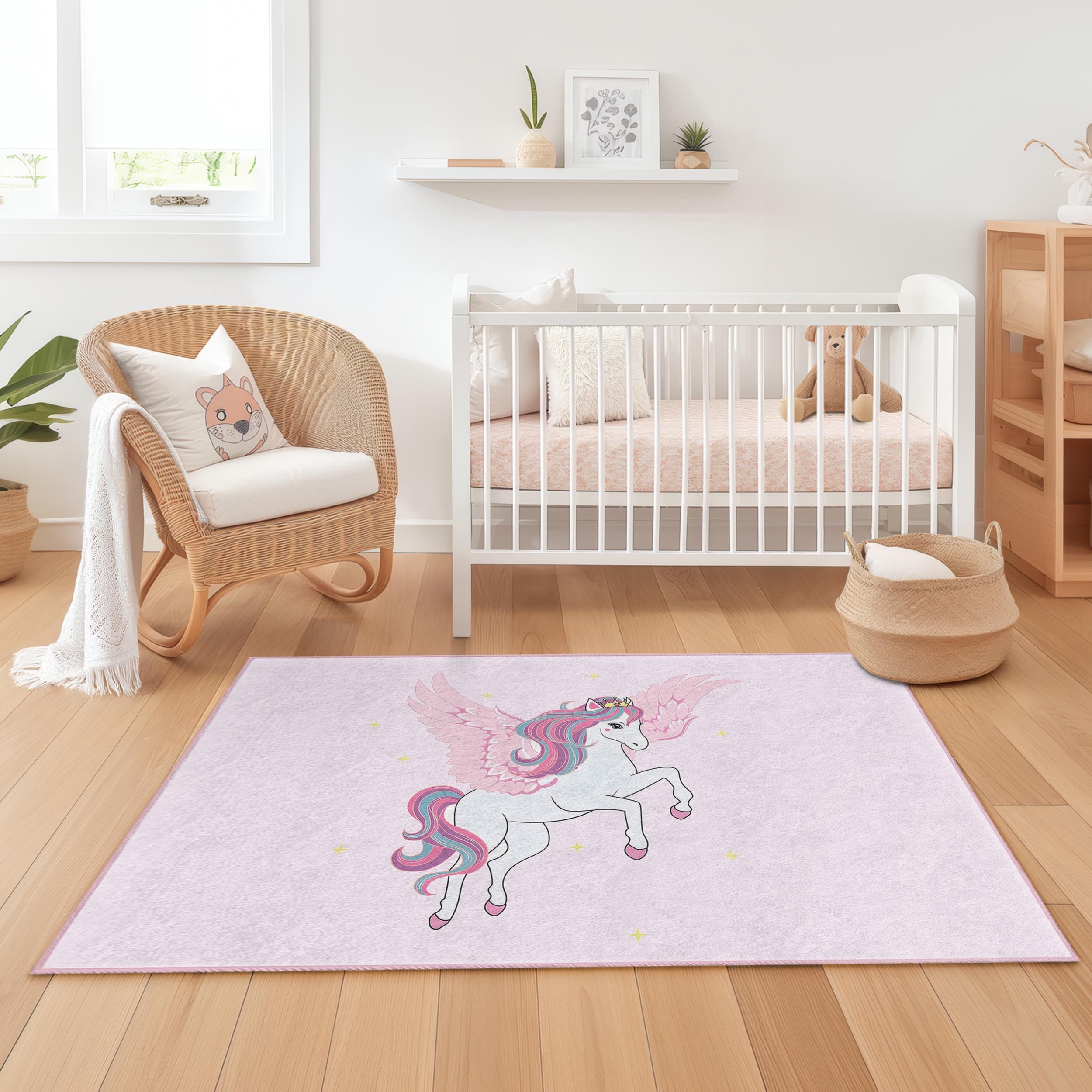 Einhorn Kinderteppich Mehrfarbig 100x300cm