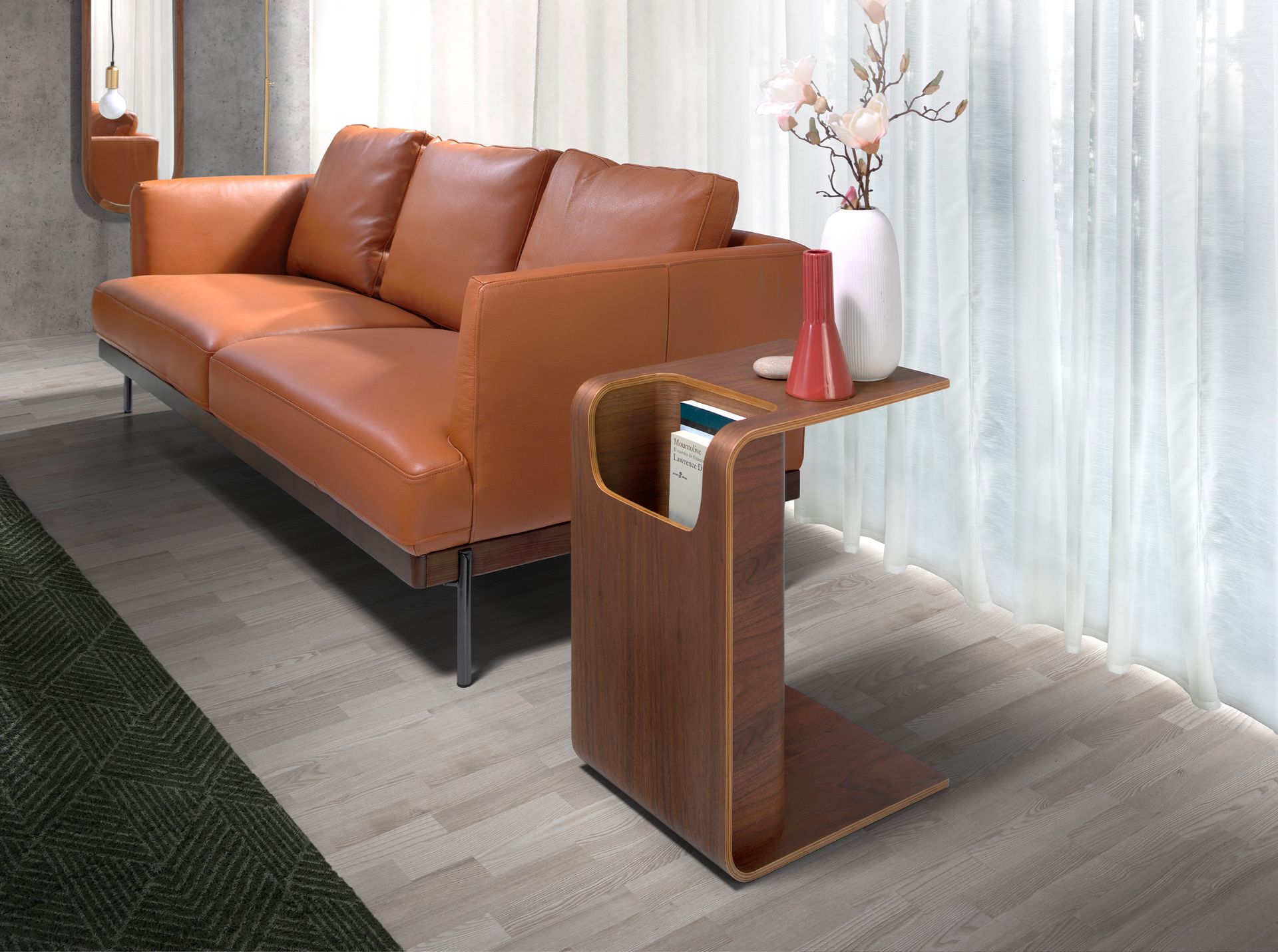 Rectangular corner table walnut 2110