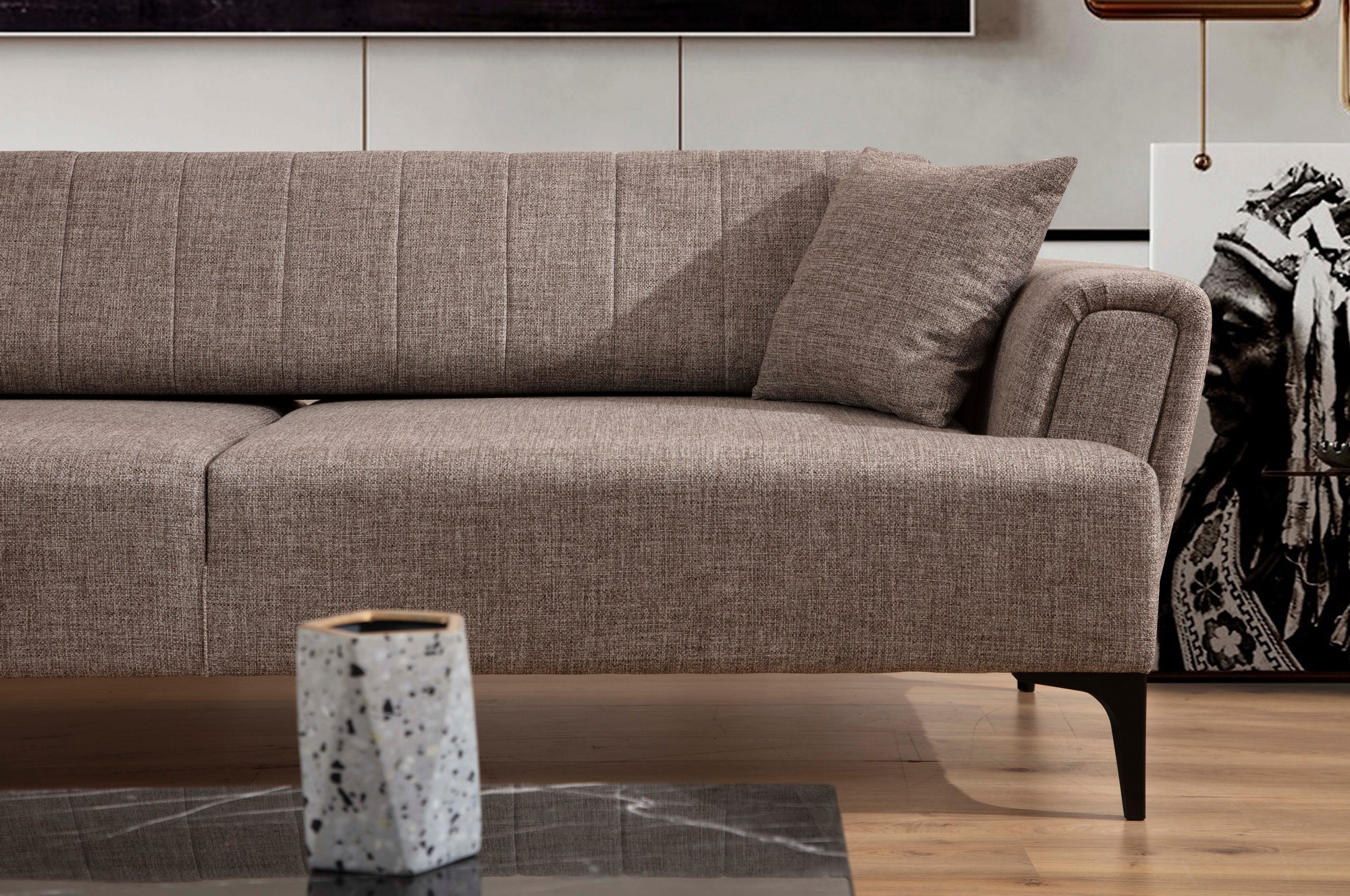 Hamlet 3-seater sofa bed light brown