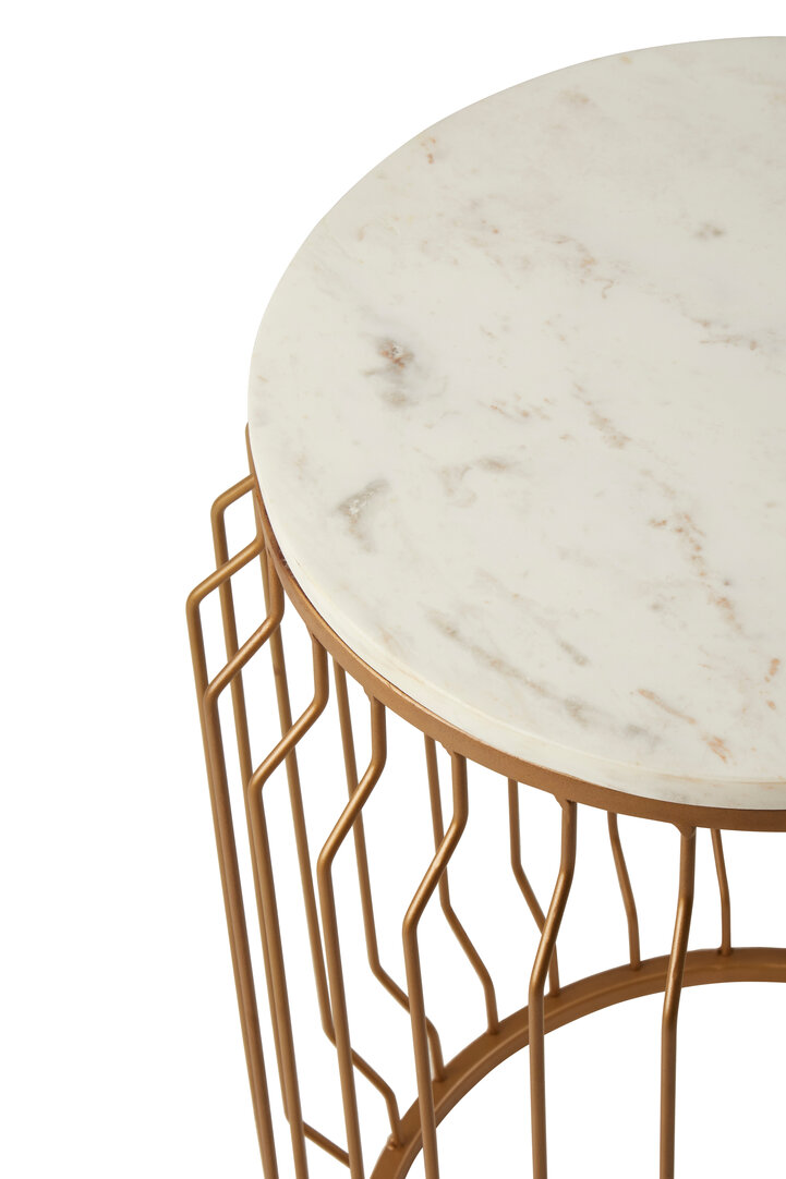 Shalimar Side Table Marble Gold White