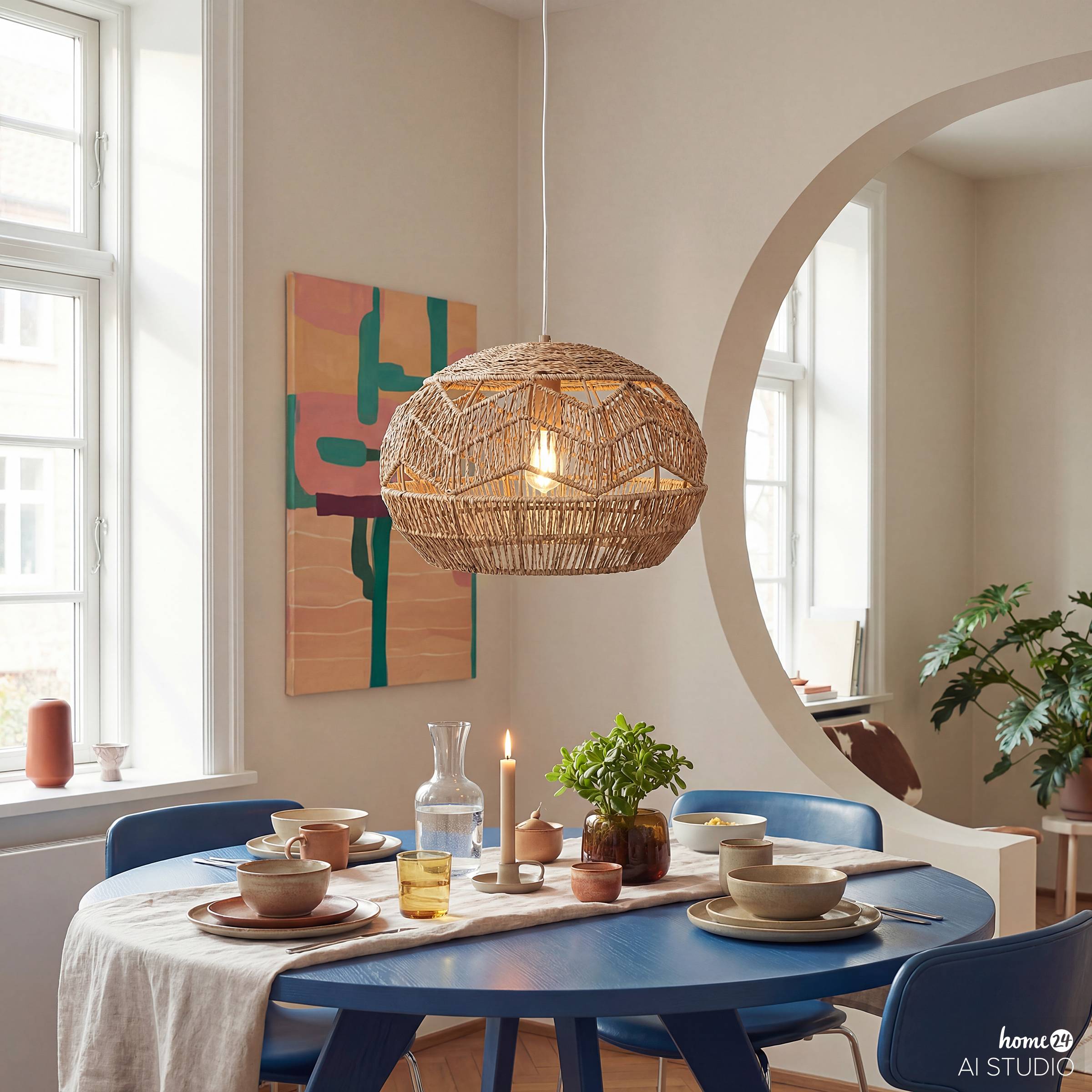 Xenol Pendelleuchte 1-flammig Naturfaser