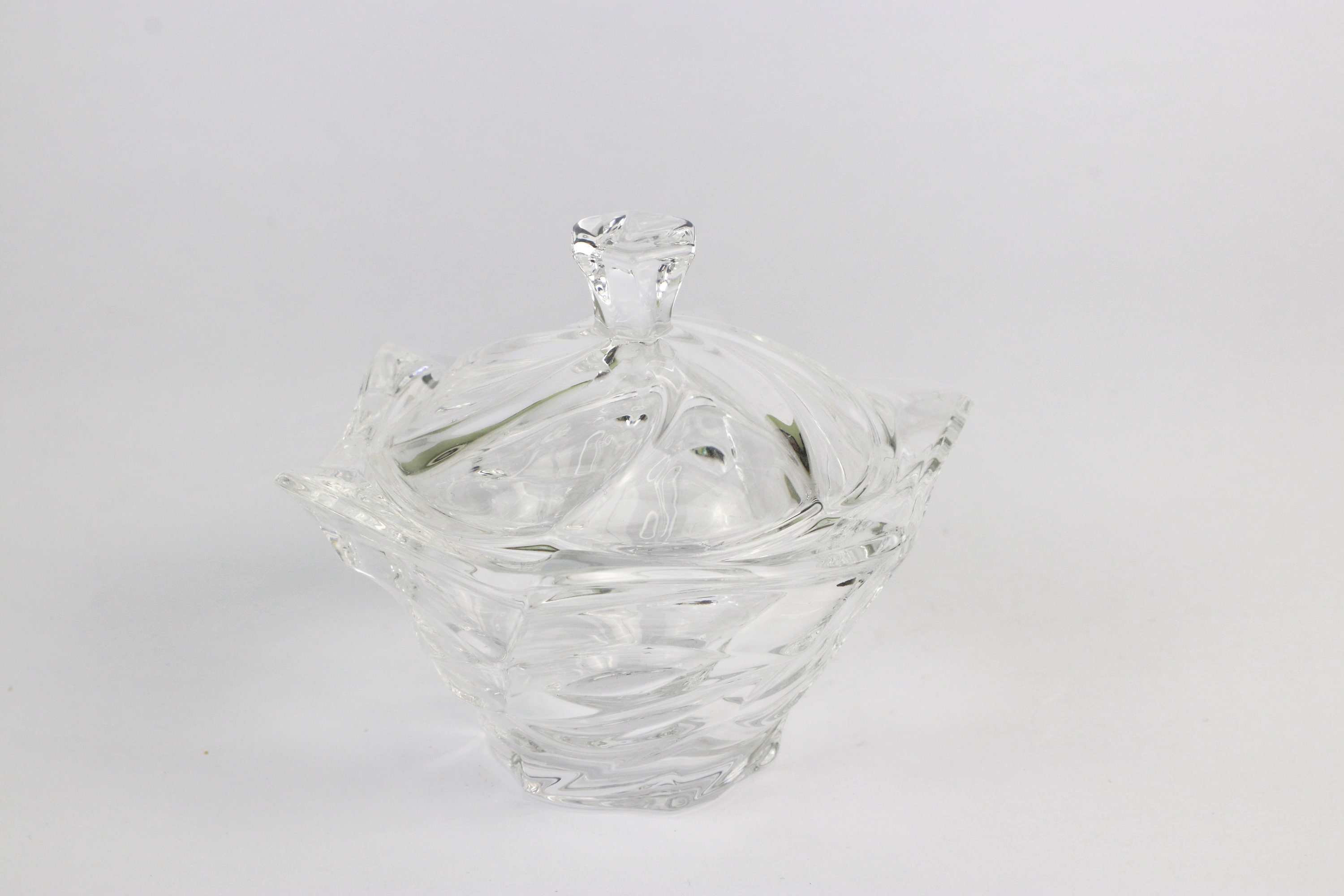 Vintage Bonbonniere mit Deckel Italien Glas