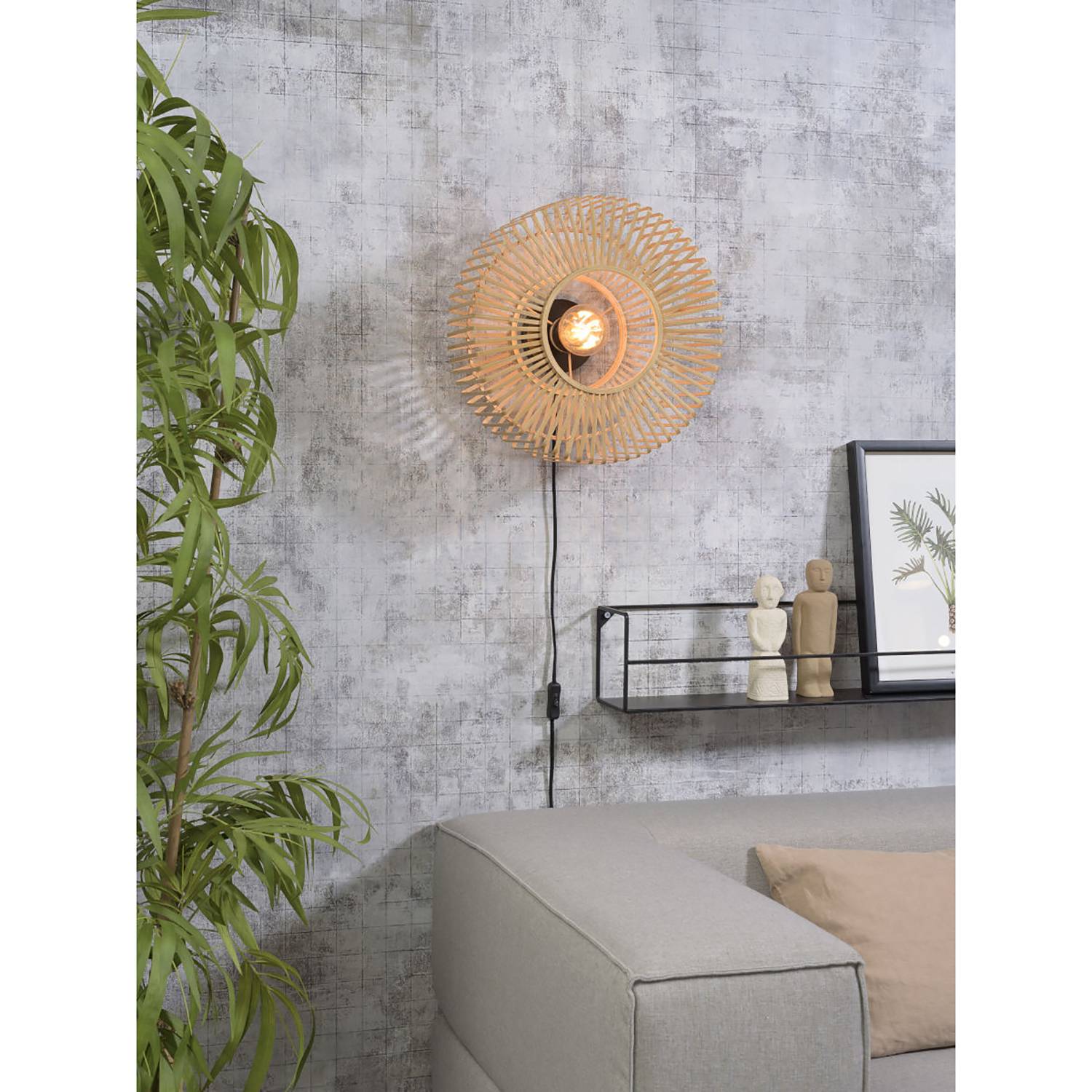 Wall lamp Bromo II Bamboo Solid Iron