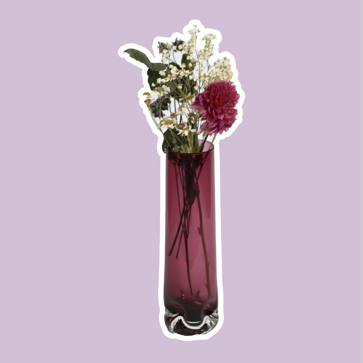 Vintage Blumenvase Muranoglas Violett 1960er Jahre