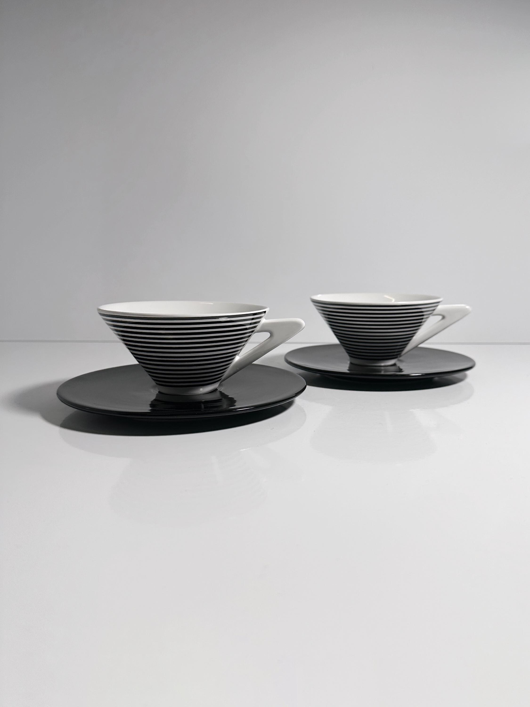 2x Vintage Kaffeetasse mit Untertasse 1980er Jahre