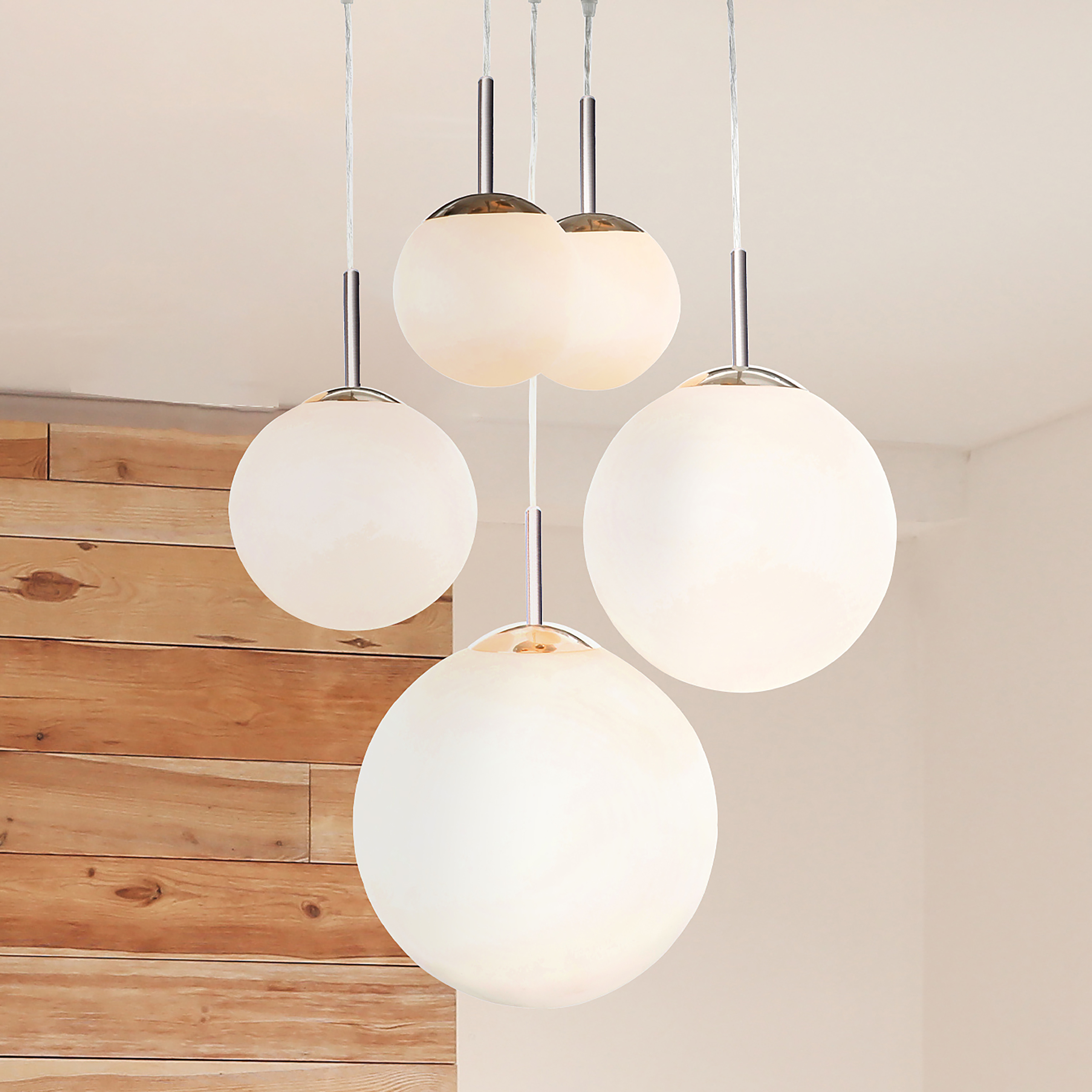 Balla 5-light pendant light milk glass 