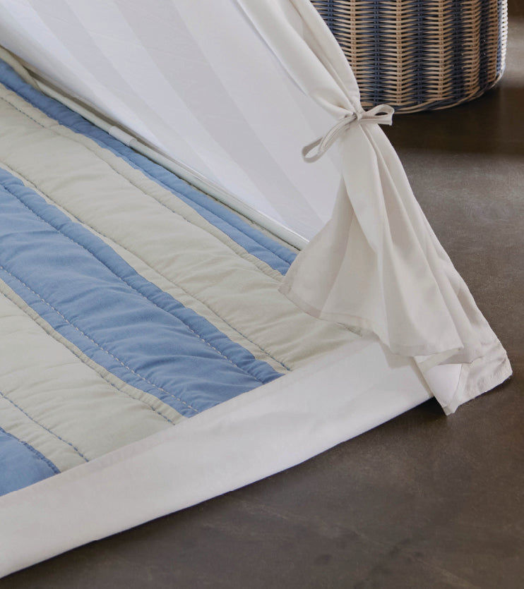 Decke Bio-Baumwolle Blau Gestreift 130x140 cm