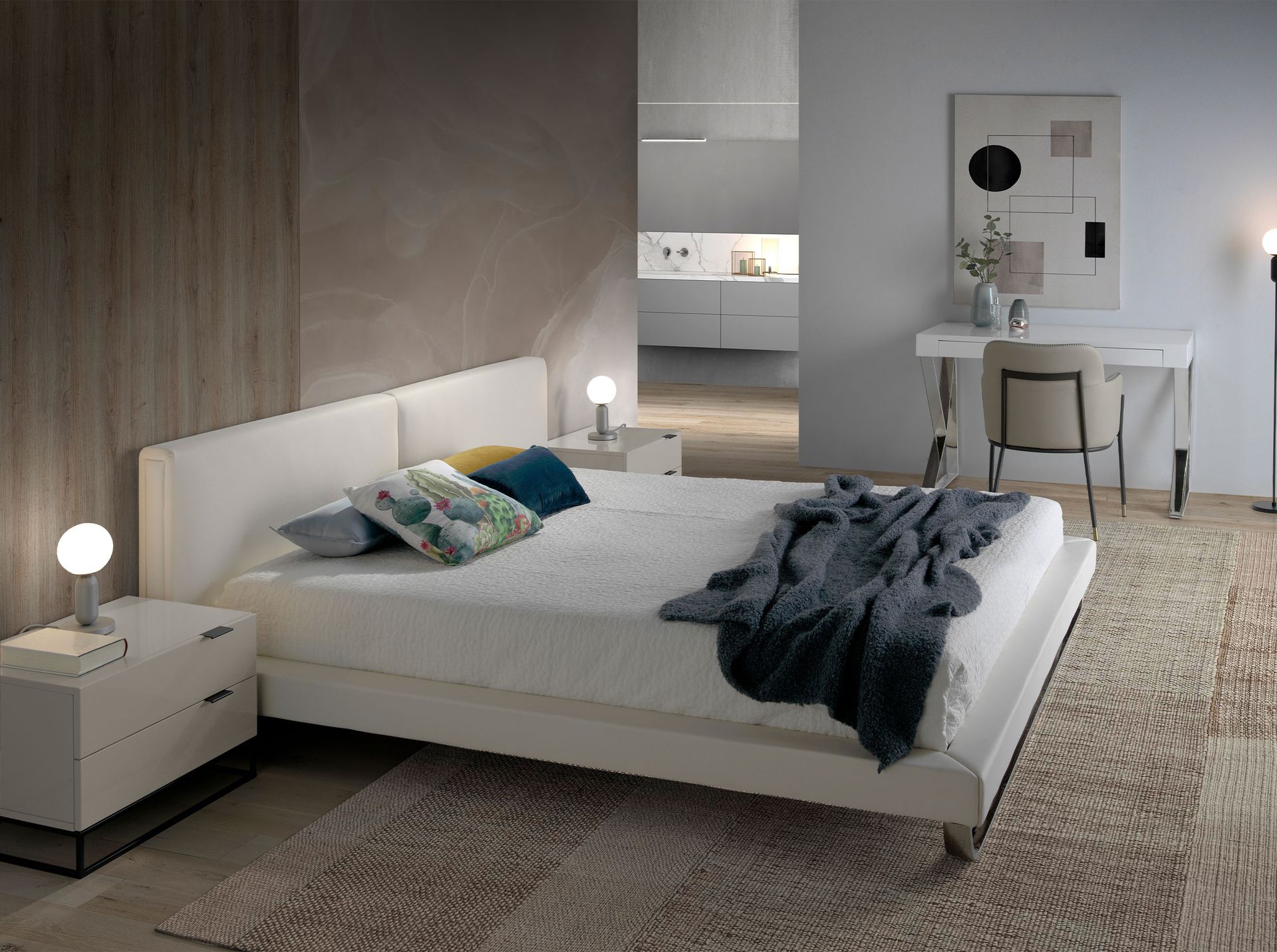 ANGEL CERDÁ Bedside table in grey wood and black steel