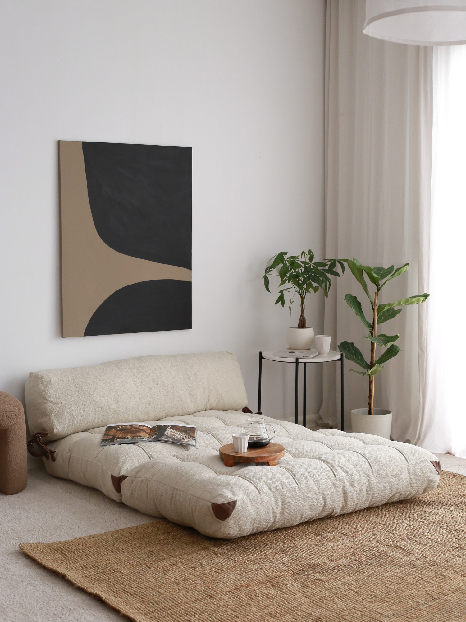 Sofa bed 2-seater cream