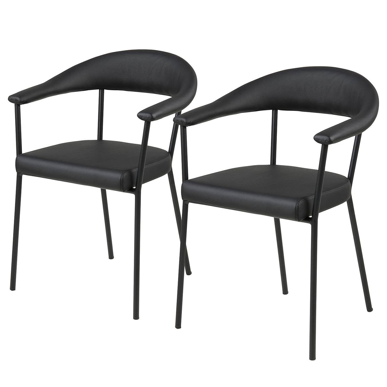 2x Armlehnenstuhl Otava Kunstleder Eisen Schwarz