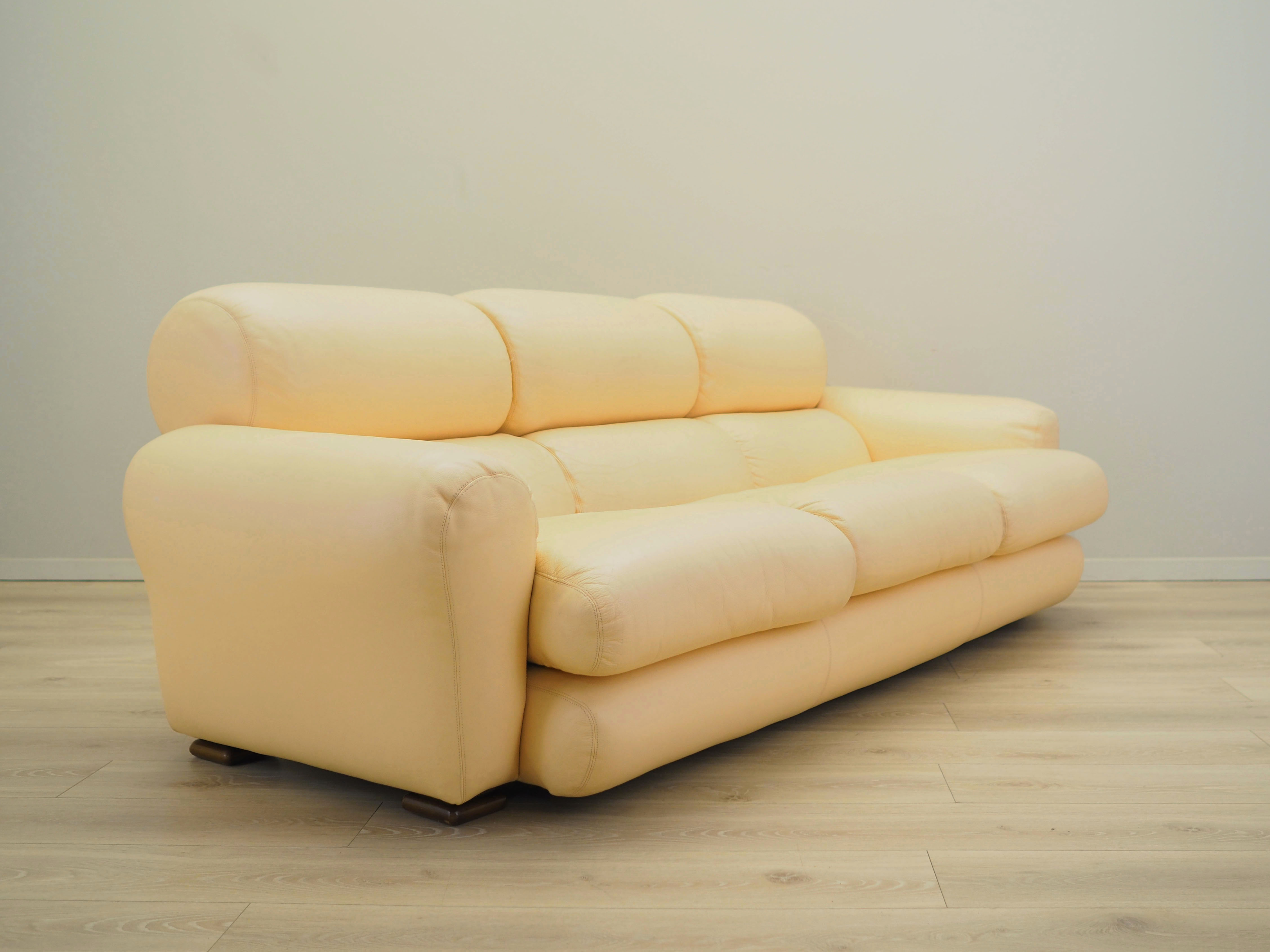 Sofa Leder Creme 1960er Jahre