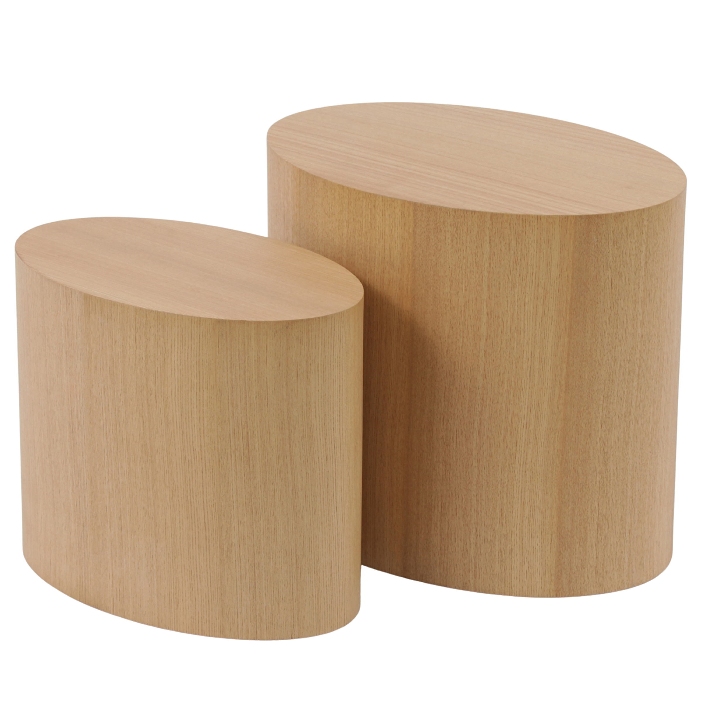 2x Beistelltisch Elipse Echtholzfurnier Esche Hell