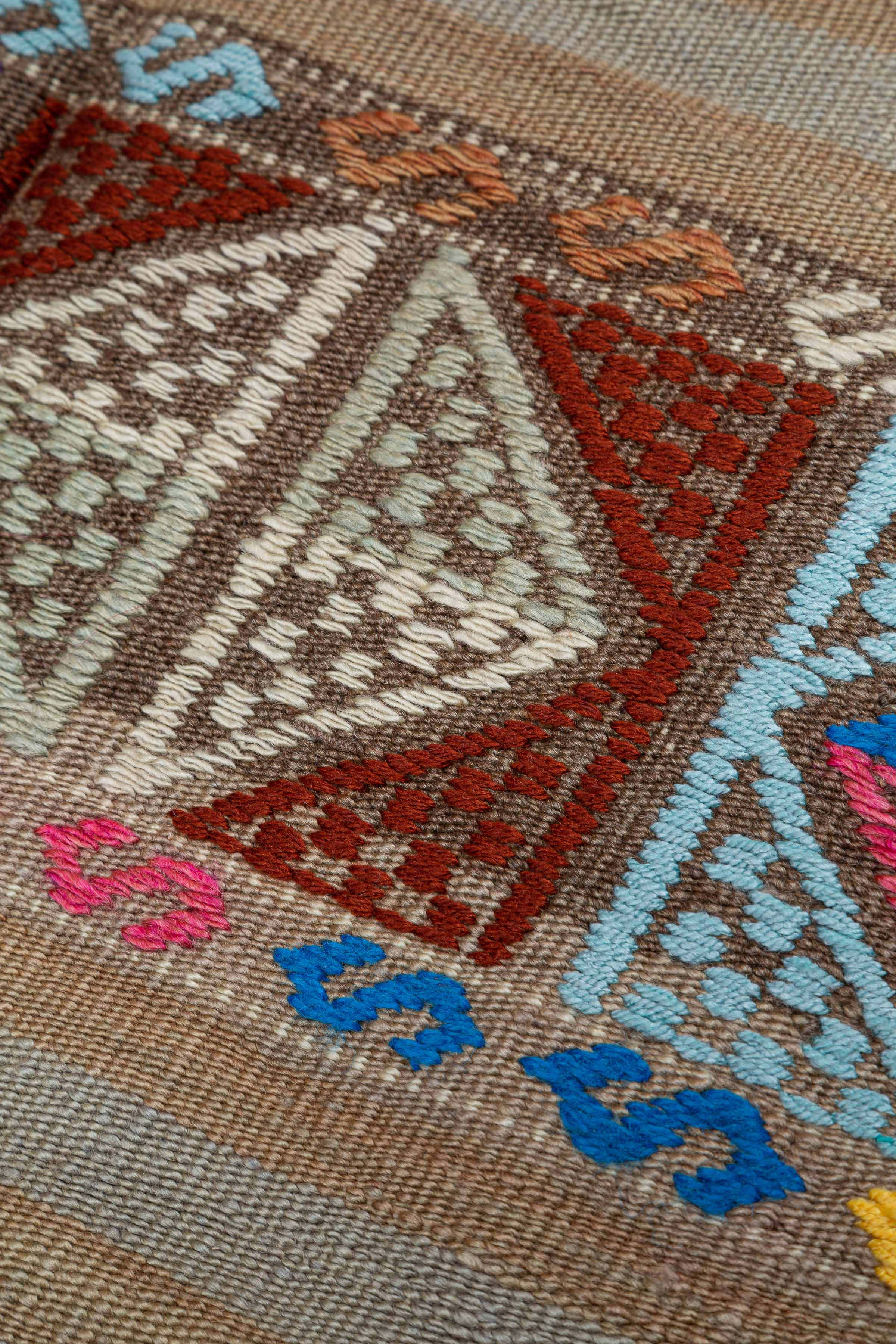 Vintage Kilim Teppich Wolle Mehrfarbig