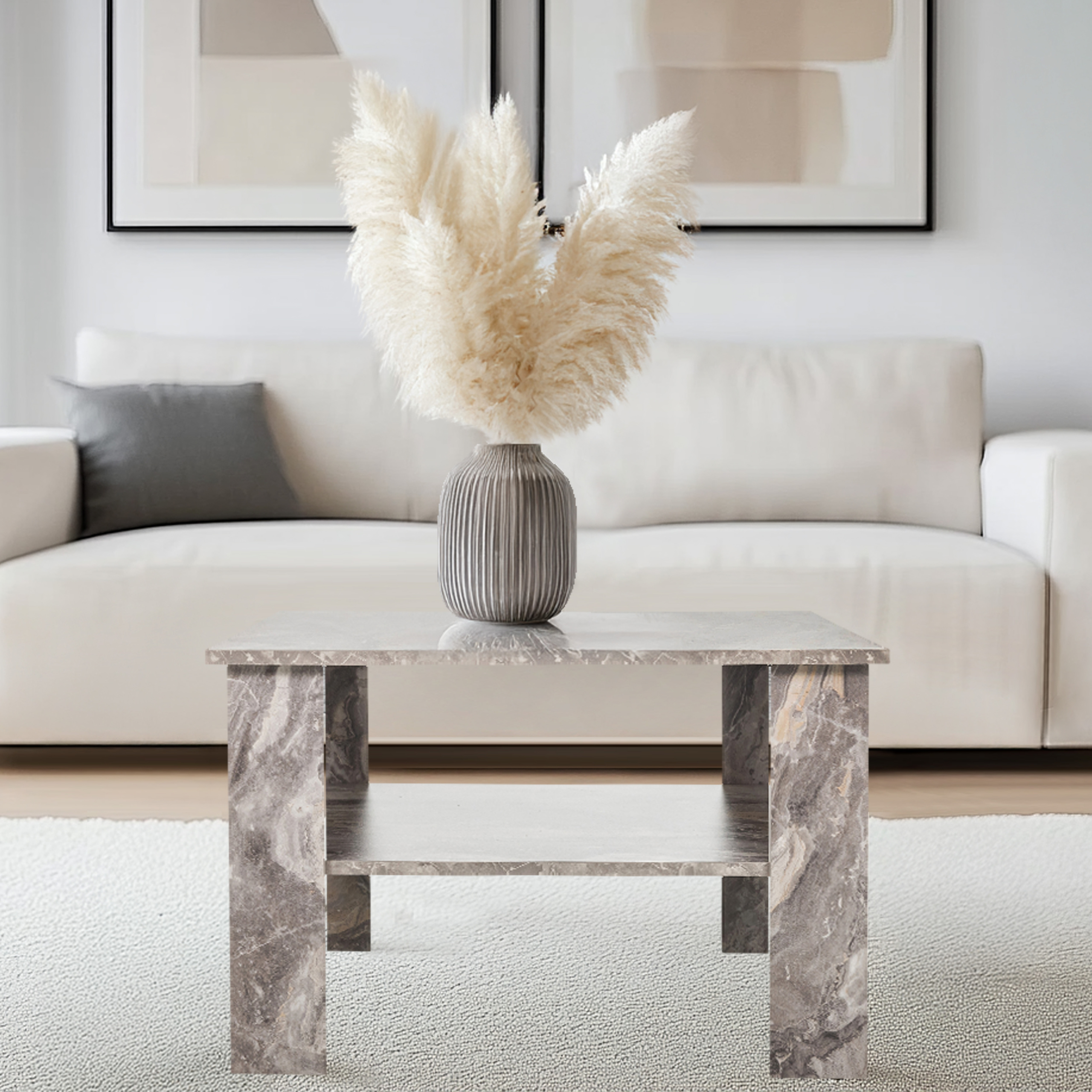 BISMO Couchtisch in Marmoroptik Grau