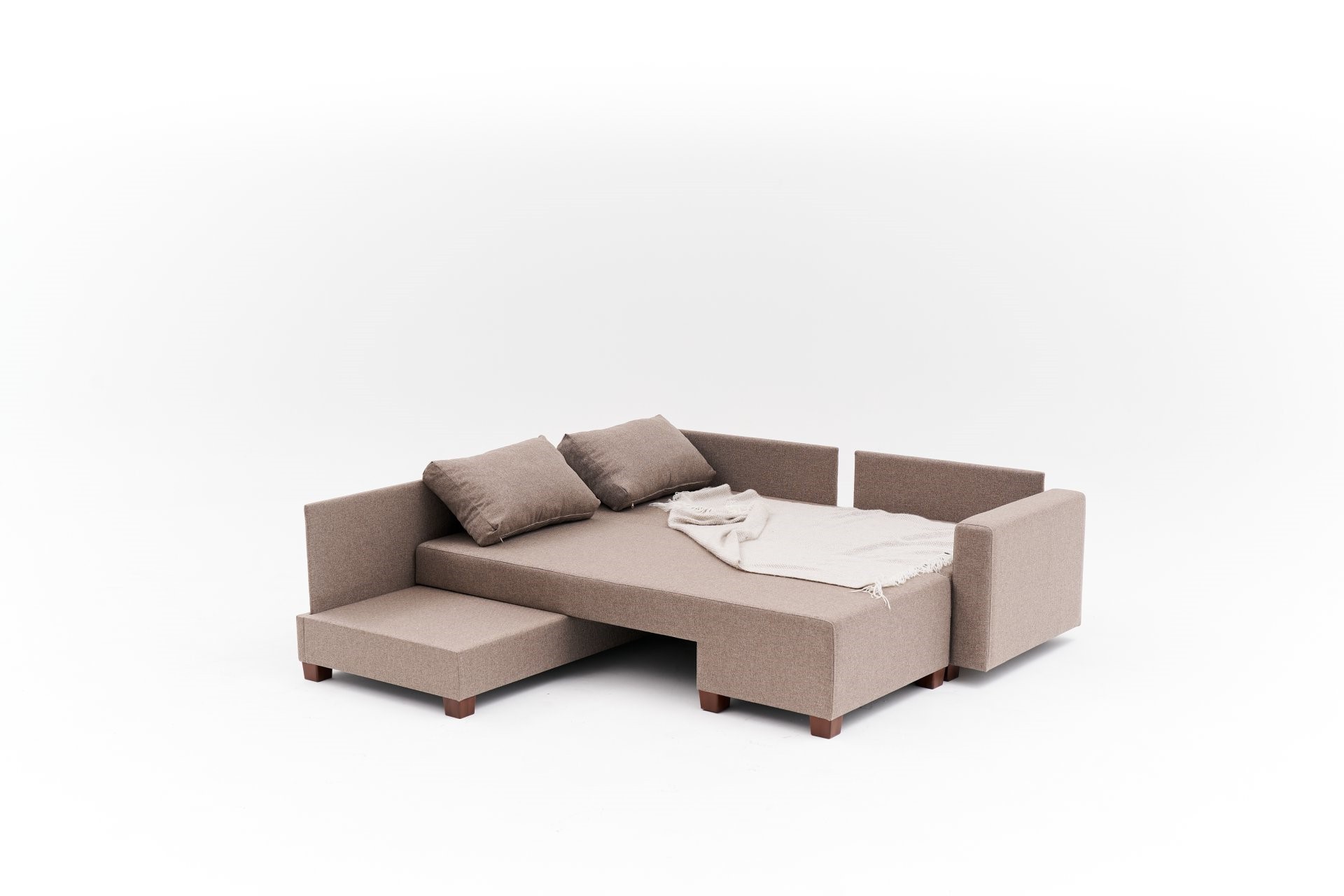 Aly Schlafsofa Récamiere Links Baumwolle Braun