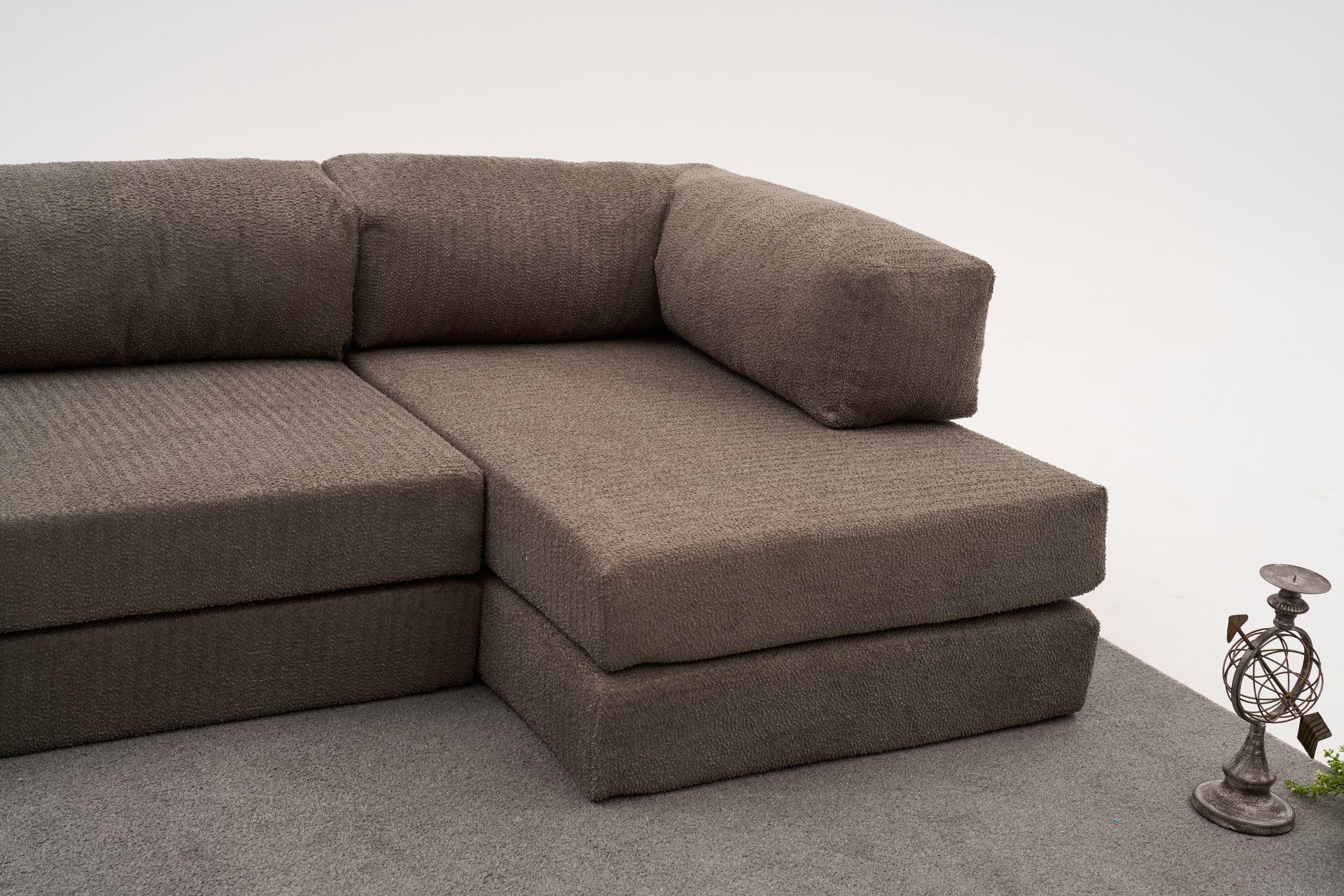 Comfort Schlafsofa Récamiere Rechts Grau