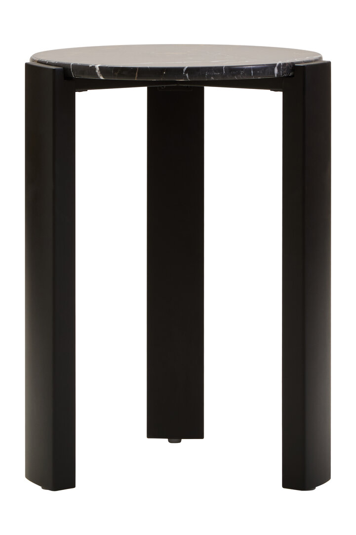 Palermo Round Side Table Marble Wood Black