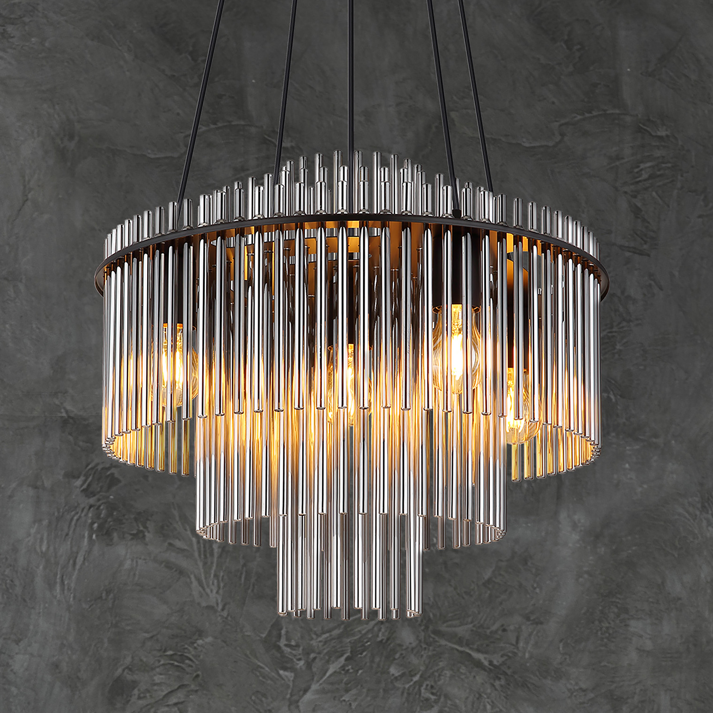 Gorley Typ F Pendelleuchte Rauchglas Eisen 5-flammig