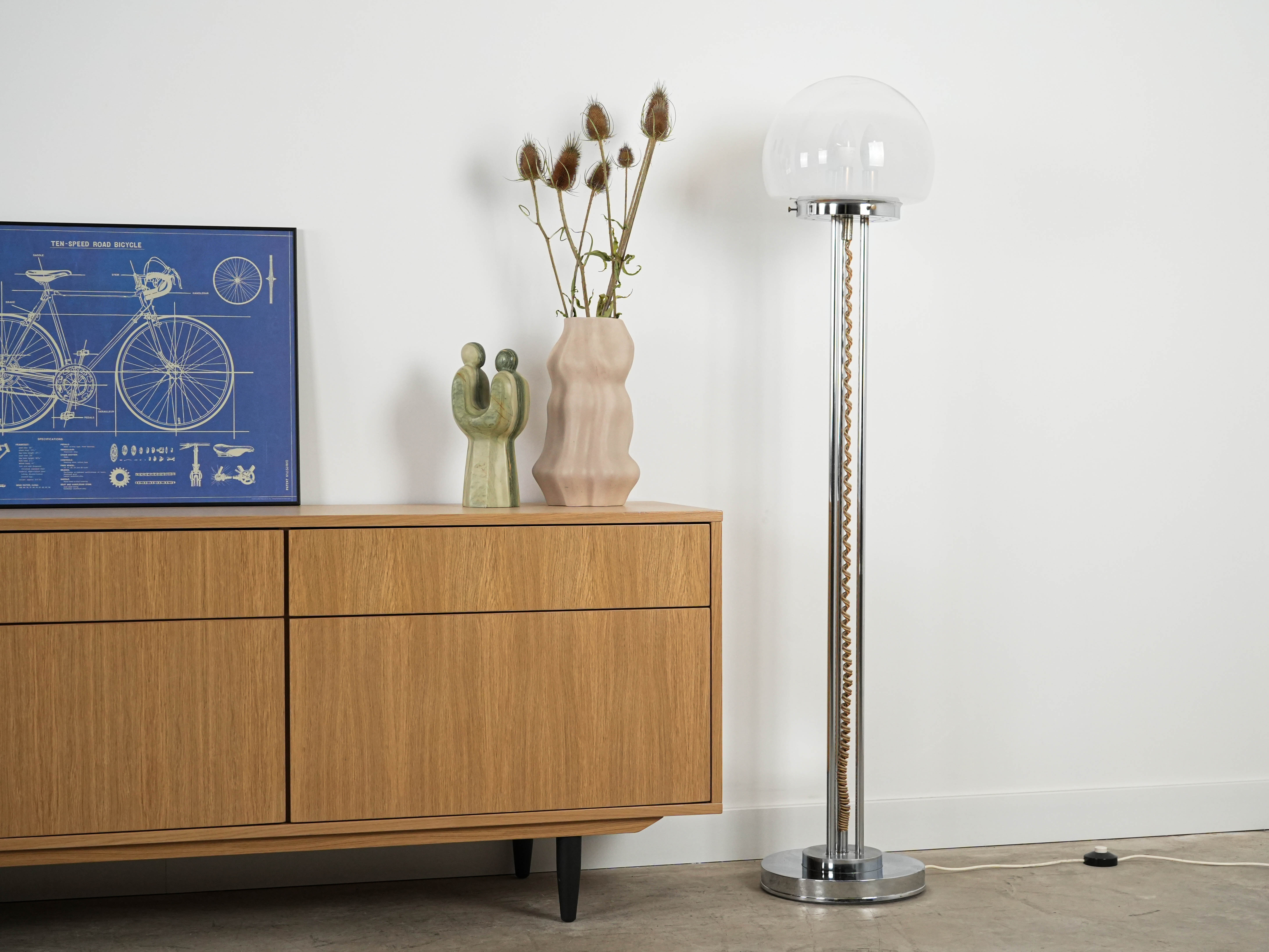 Floor lamp Metal Glass 1970s