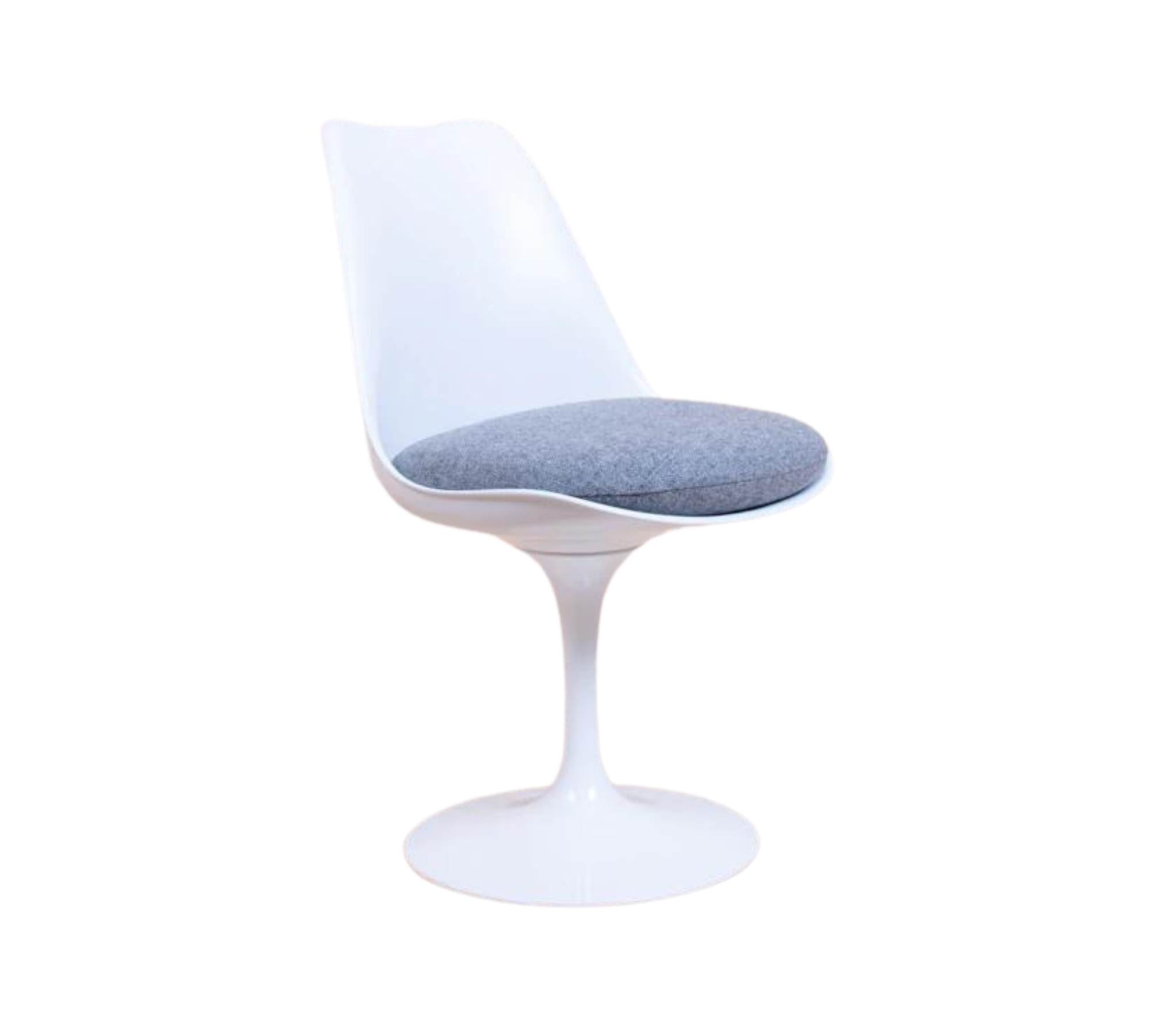 Knoll Tulip Chair Weiß mit grauem Sitzpolster