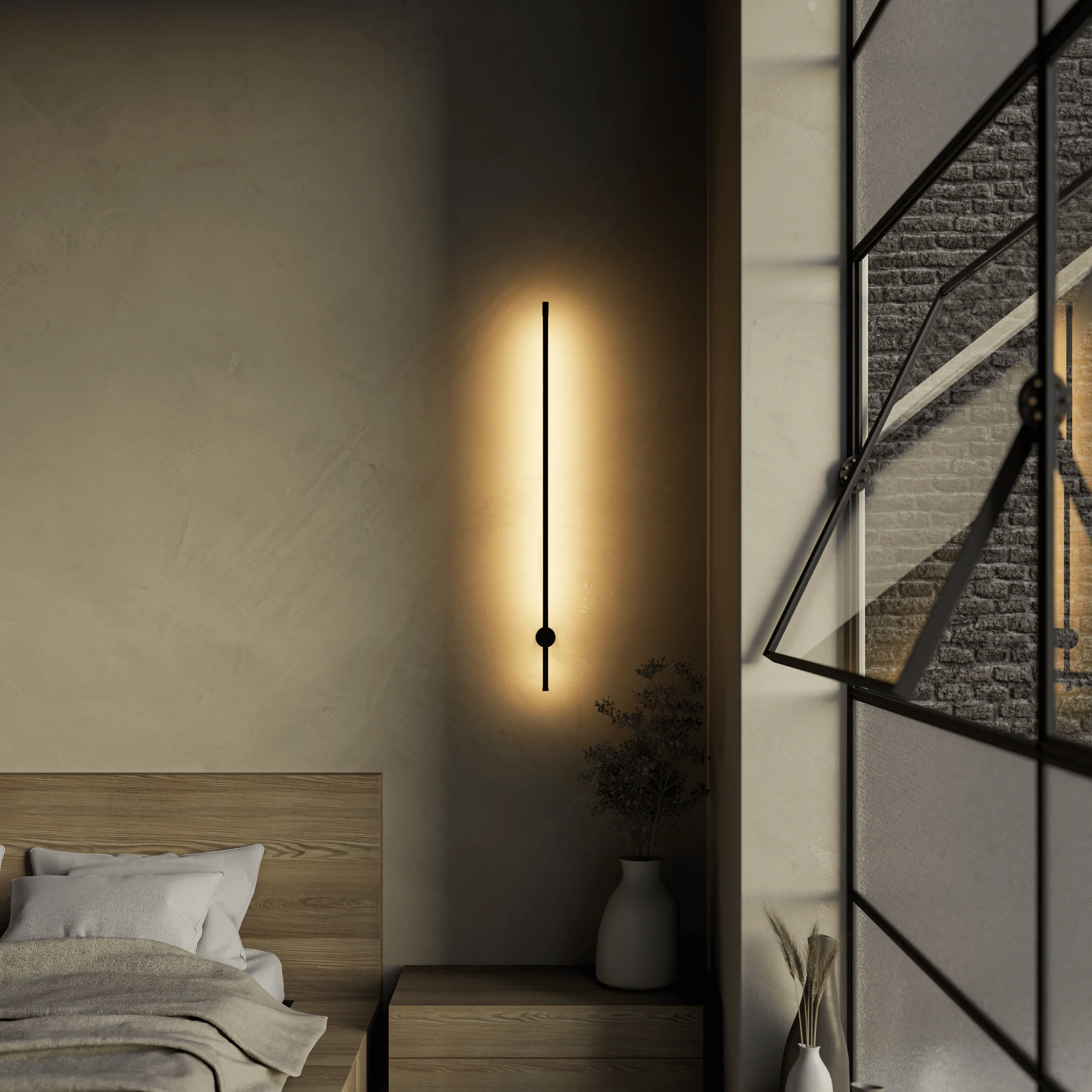 Dimmable LED Wall Lamp PERSEIS Groß Standard Black