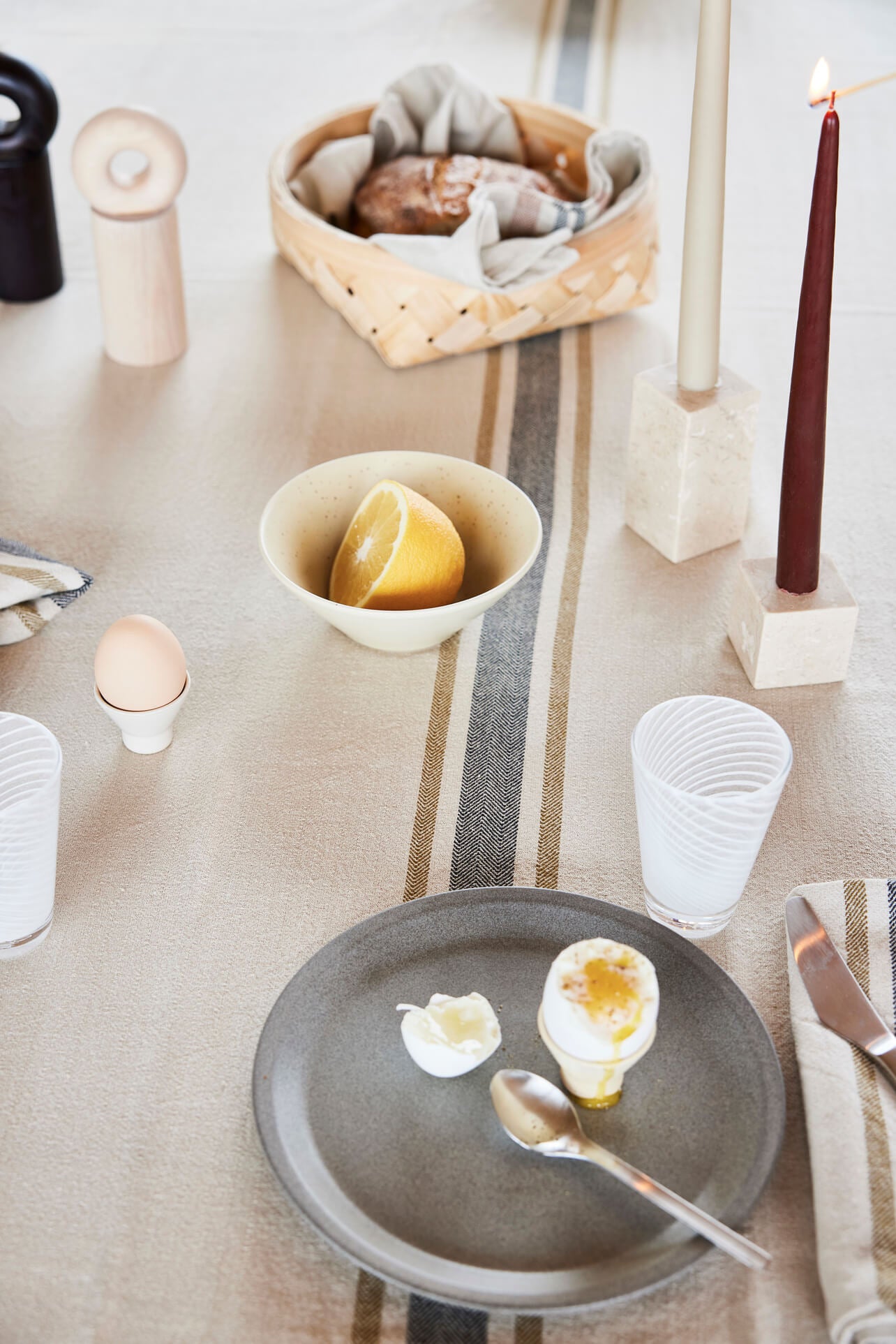 Savi Candle Holder Marble Cream