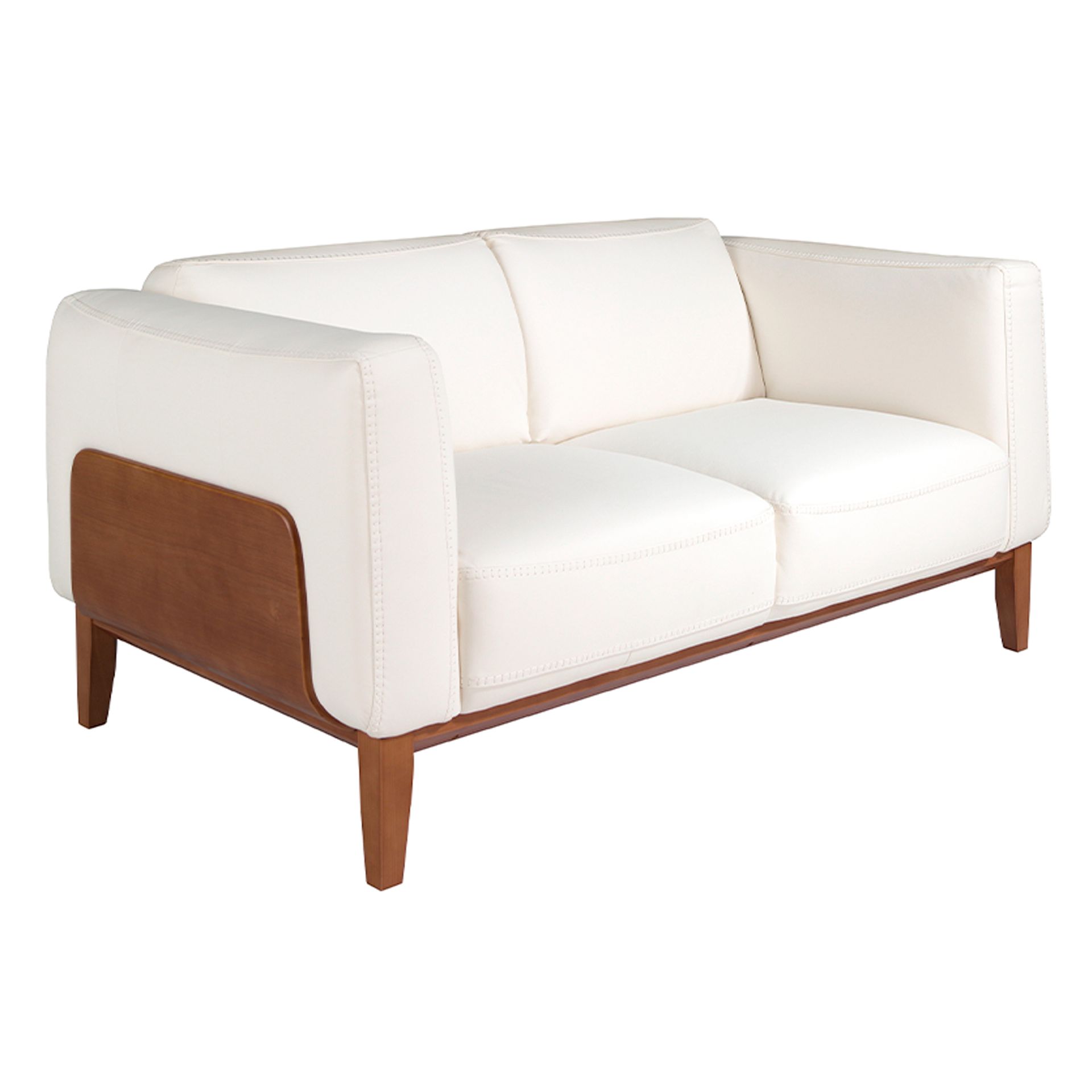 White leather 2-seater sofa 6118