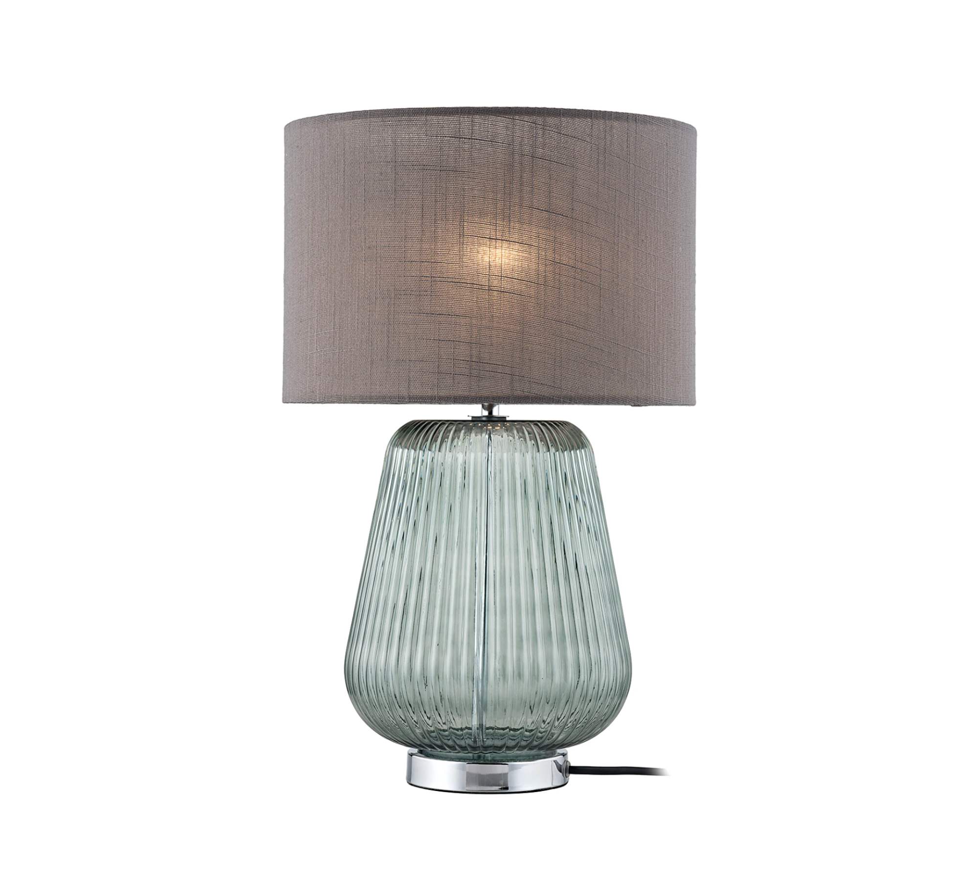 1-Flaming Table Lamp Linen Glass Grey