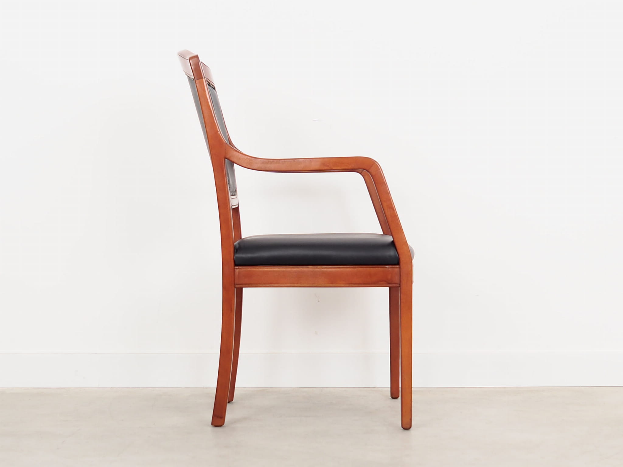 Chair Wood Leather Black 1970s