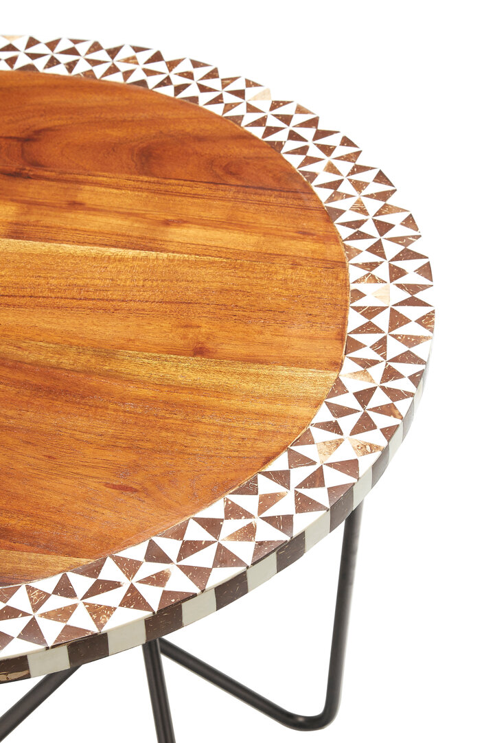 Artisan Tavolino rotondo in legno di acacia naturale