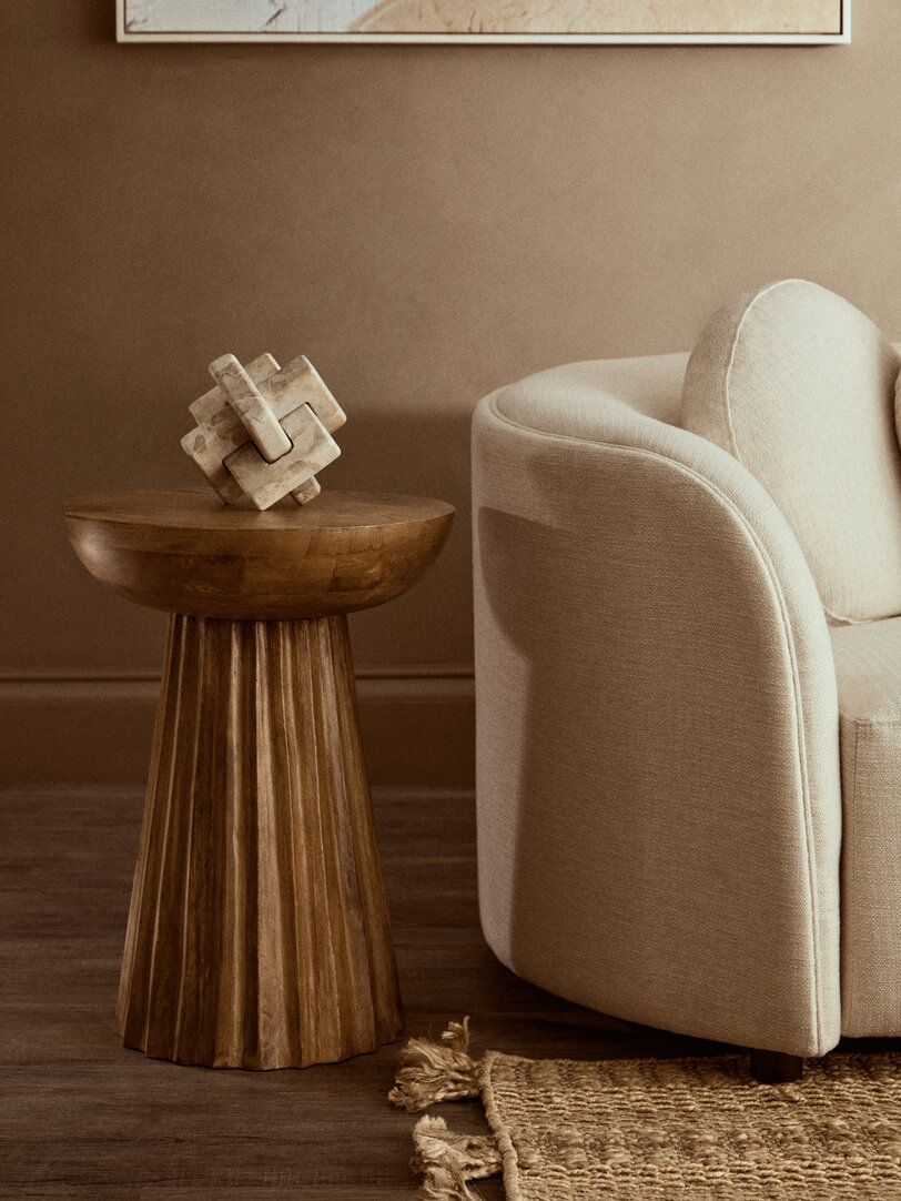 Walsa Tavolino Ridge Intagliato Legno di Mango Naturale