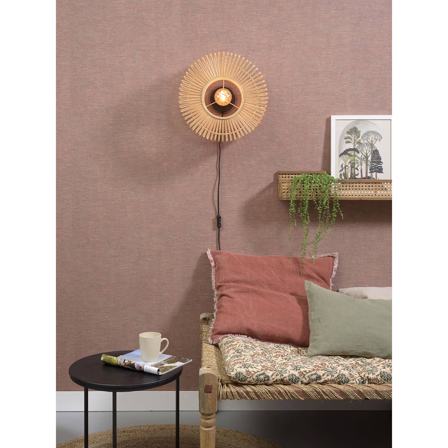 Wall lamp Bromo II Bamboo Solid Iron