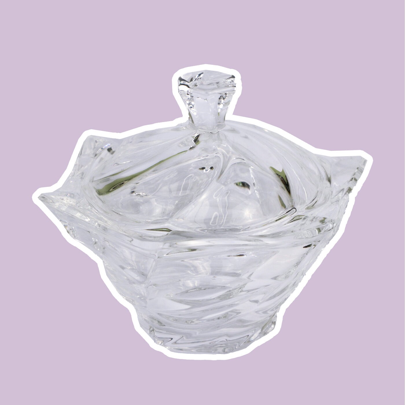 Vintage Bonbonniere mit Deckel Italien Glas