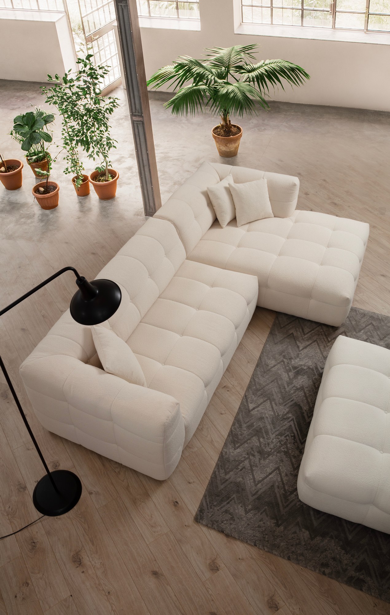 Modernes Sofa Récamiere Rechts Beige