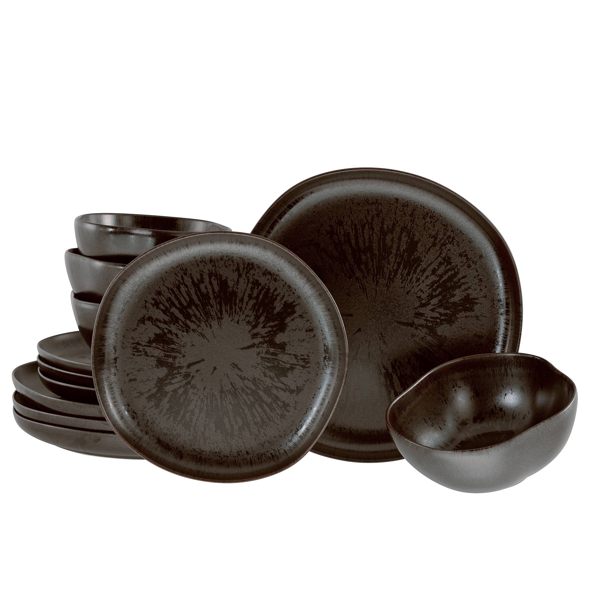 Natura Dinnerware Set 12-piece Dark Brown
